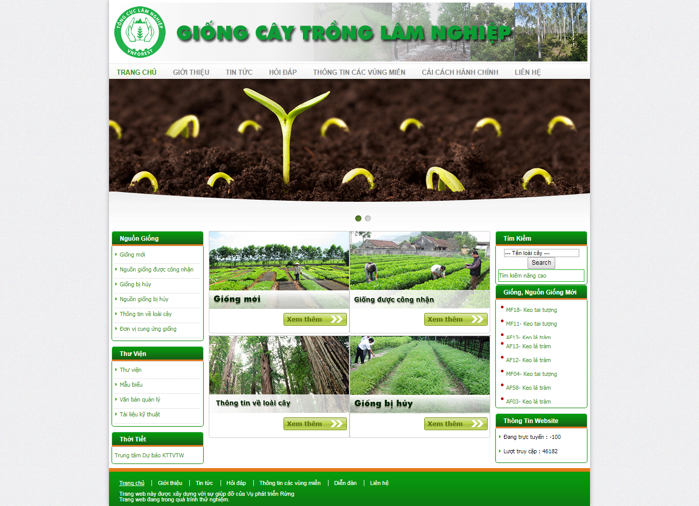 Thiết kế Web nông lâm nghiệp tongcuclamnghiep.gov.vn