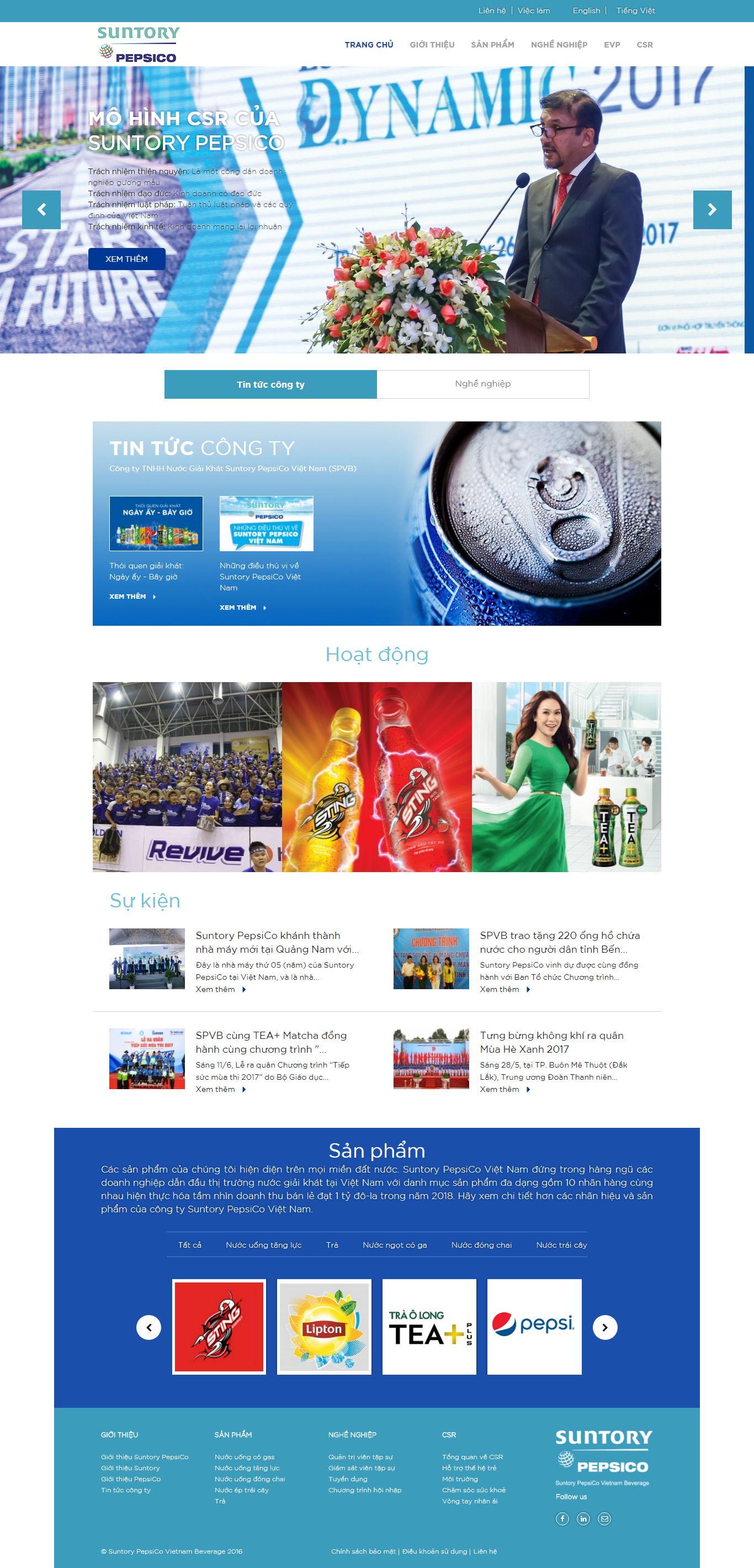 Thiết kế Web bianước giải khát suntorypepsico.vn