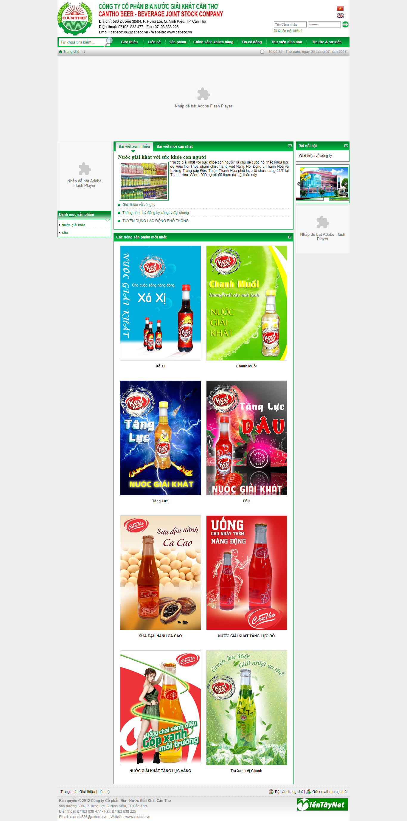 Thiết kế Web bianước giải khát cabeco.vn