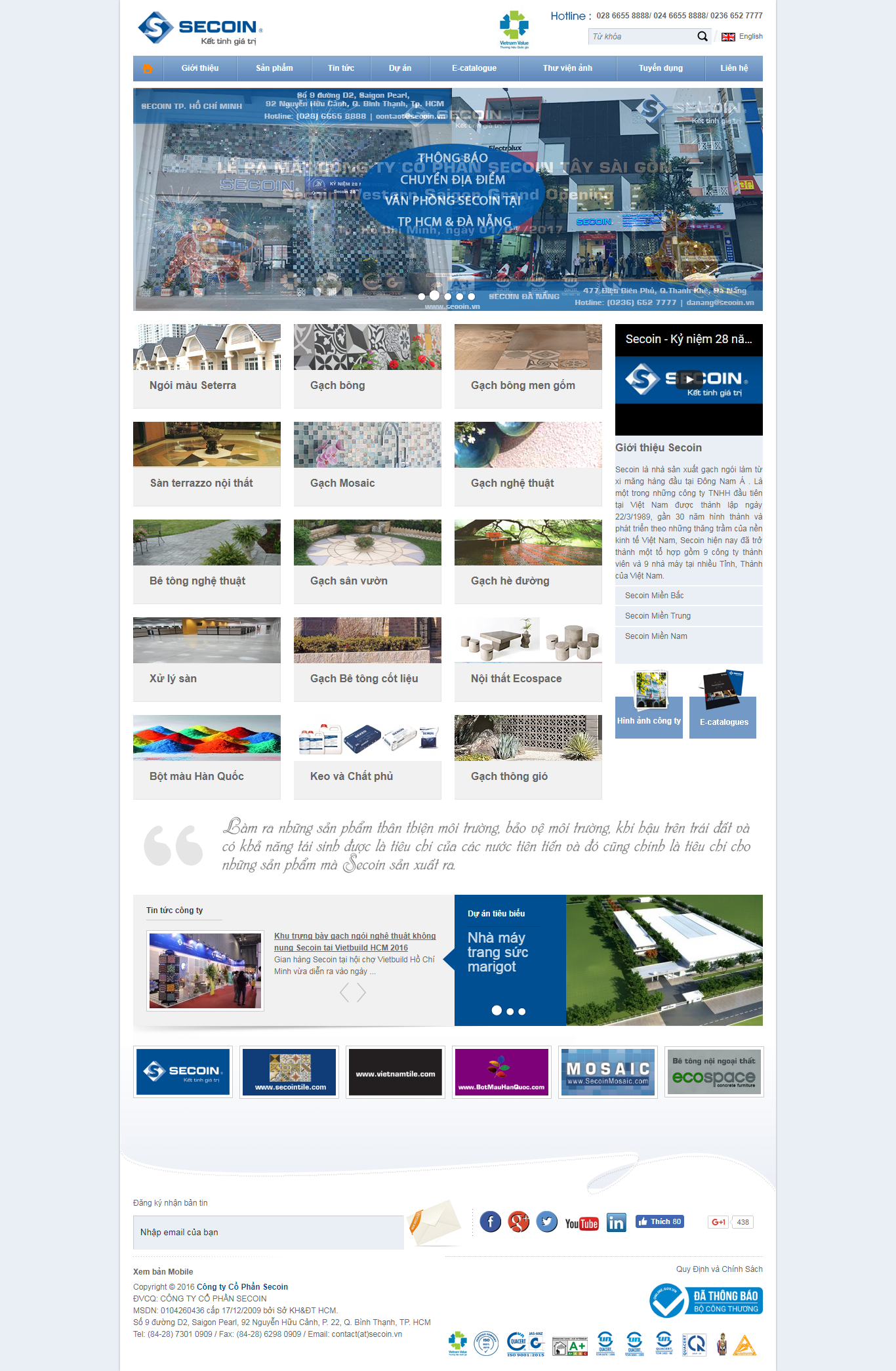 Thiết kế Web vật liệu xây dựng secoin.vn