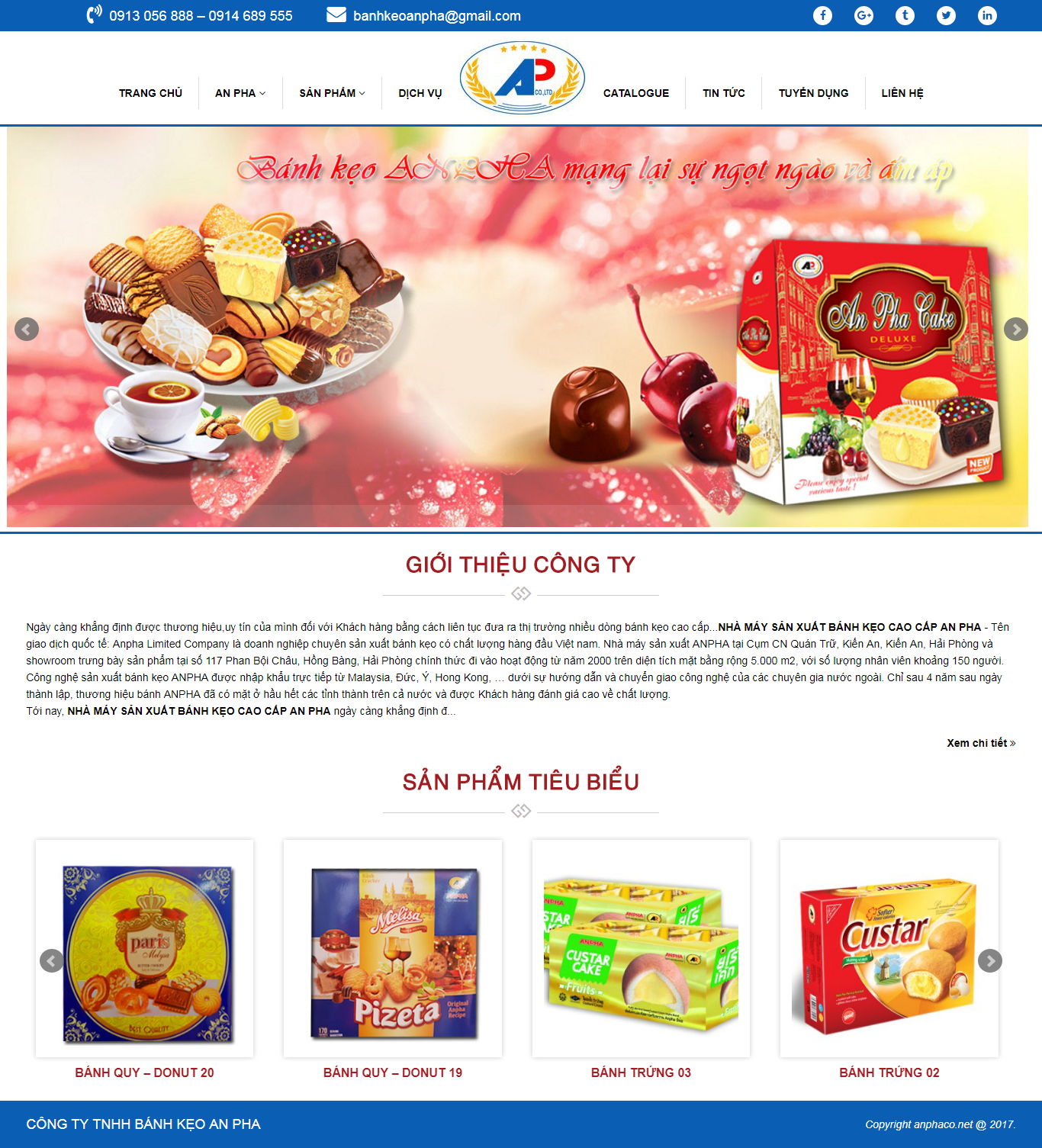 Thiết kế Web bán bánh kẹo anphaco.net