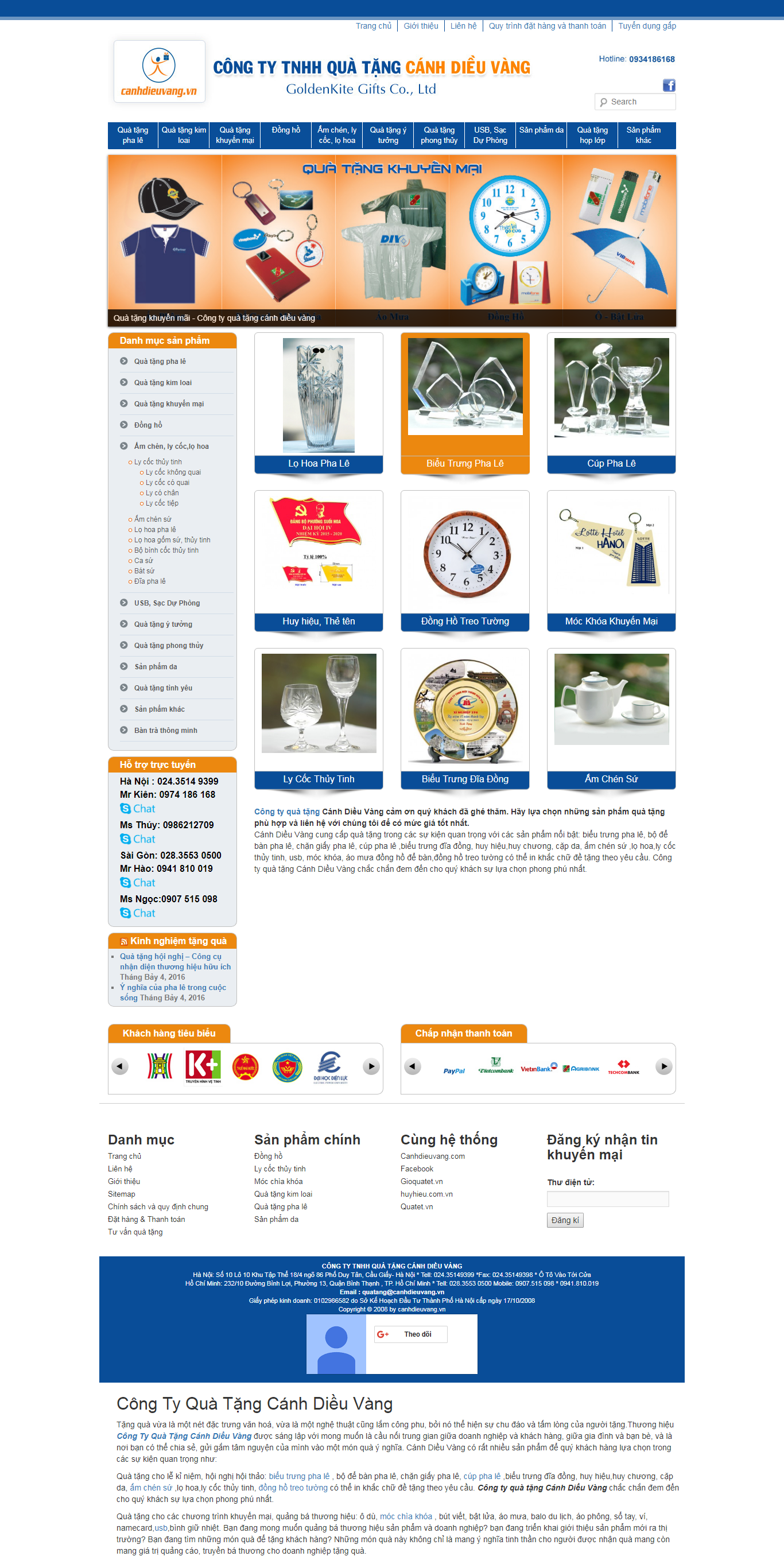 Thiết kế Web vật phẩm quà tặng canhdieuvang.vn