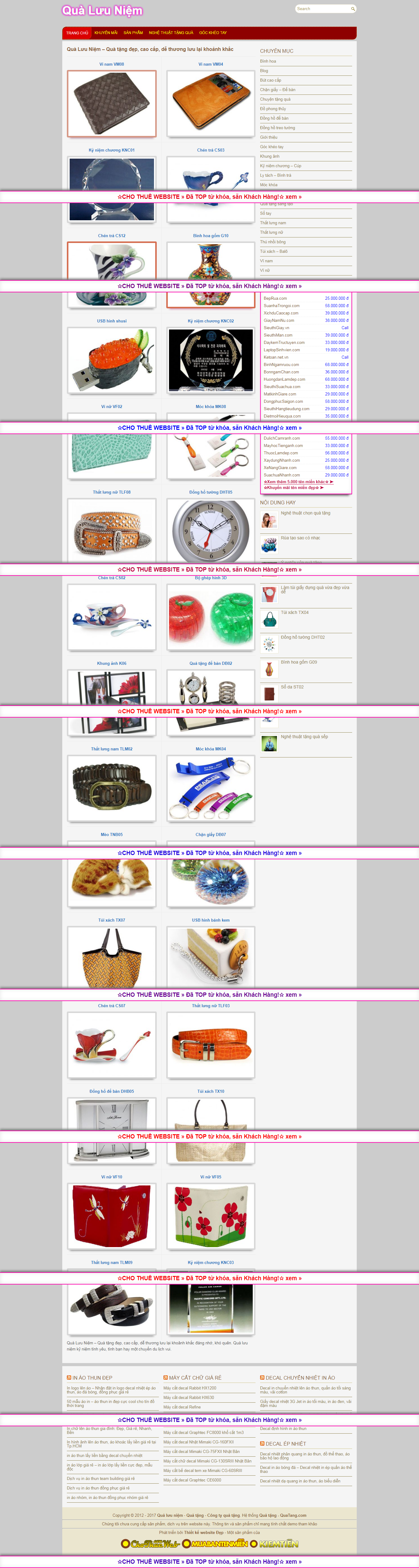 Thiết kế Web vật phẩm quà tặng qualuuniem.vn