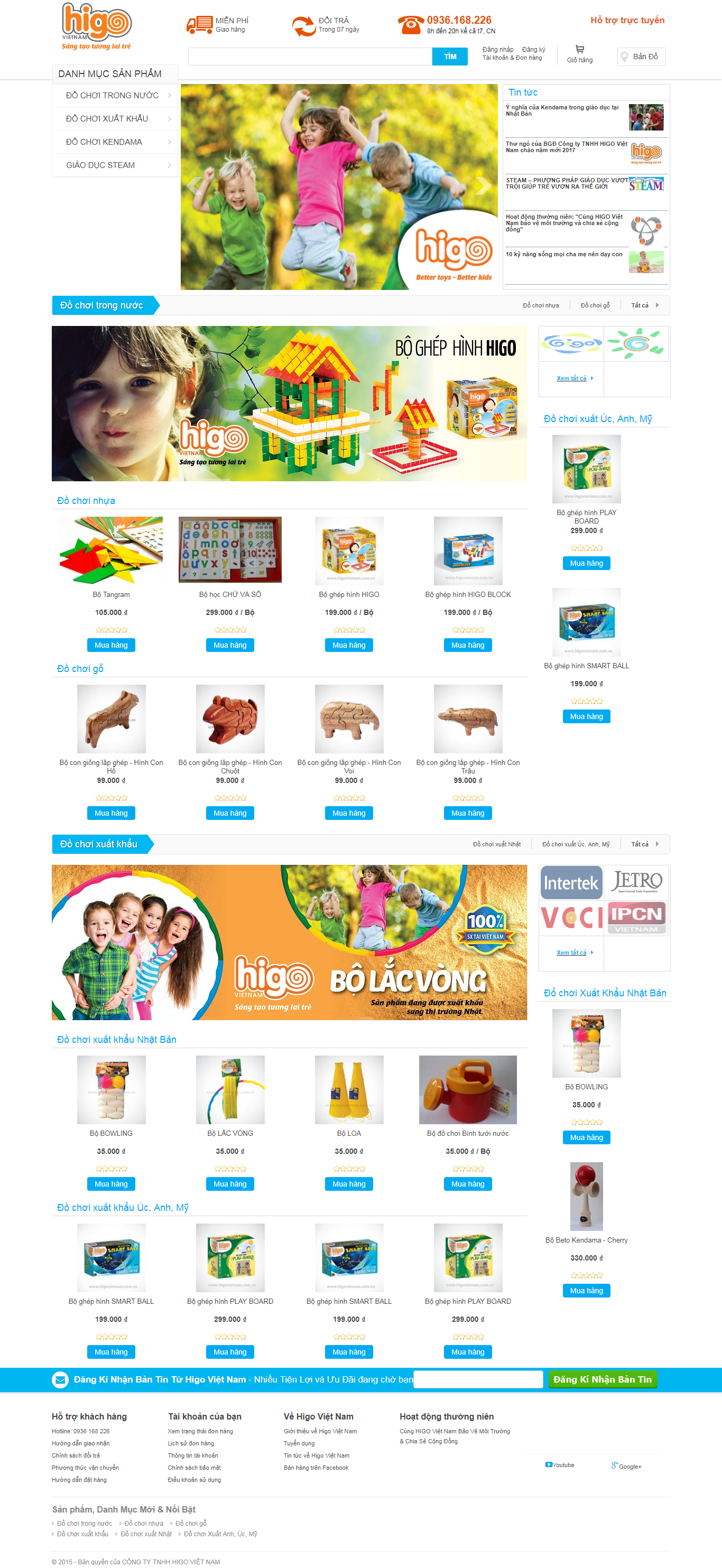 Thiết kế Web bán Đồ chơi trẻ em higovietnam.com.vn