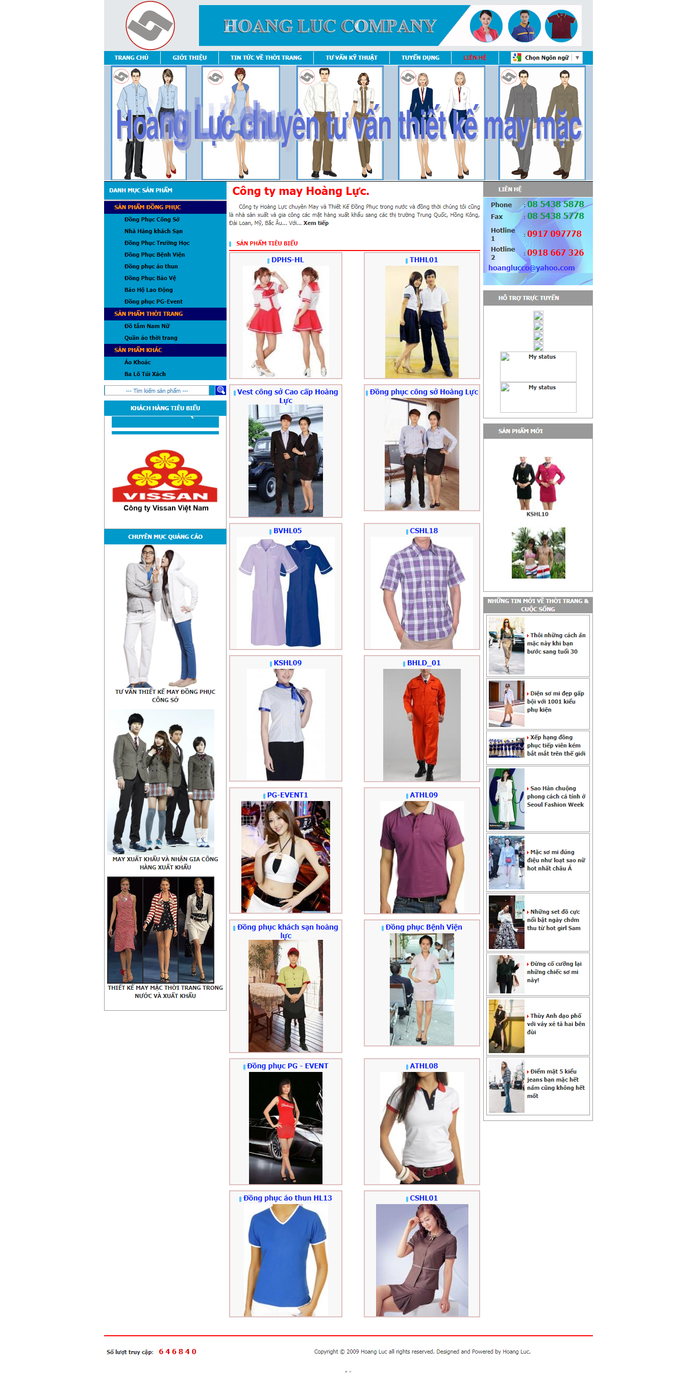 Thiết kế Web thời trang may mặc hoangluc.com
