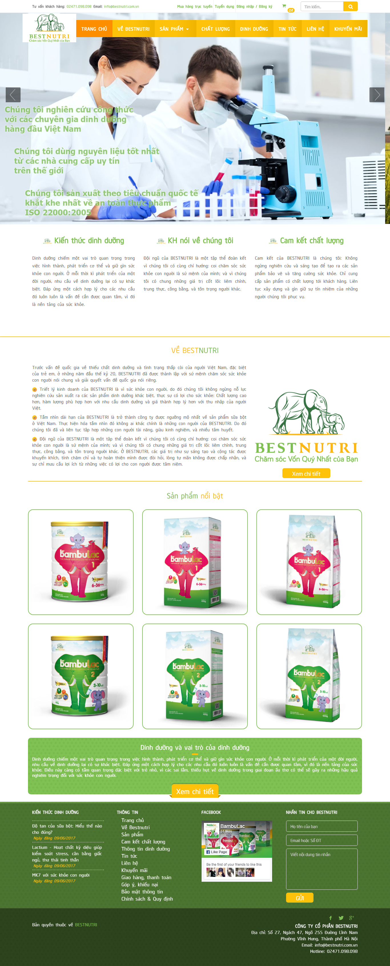 Thiết kế Web bán sữa bestnutri.com.vn