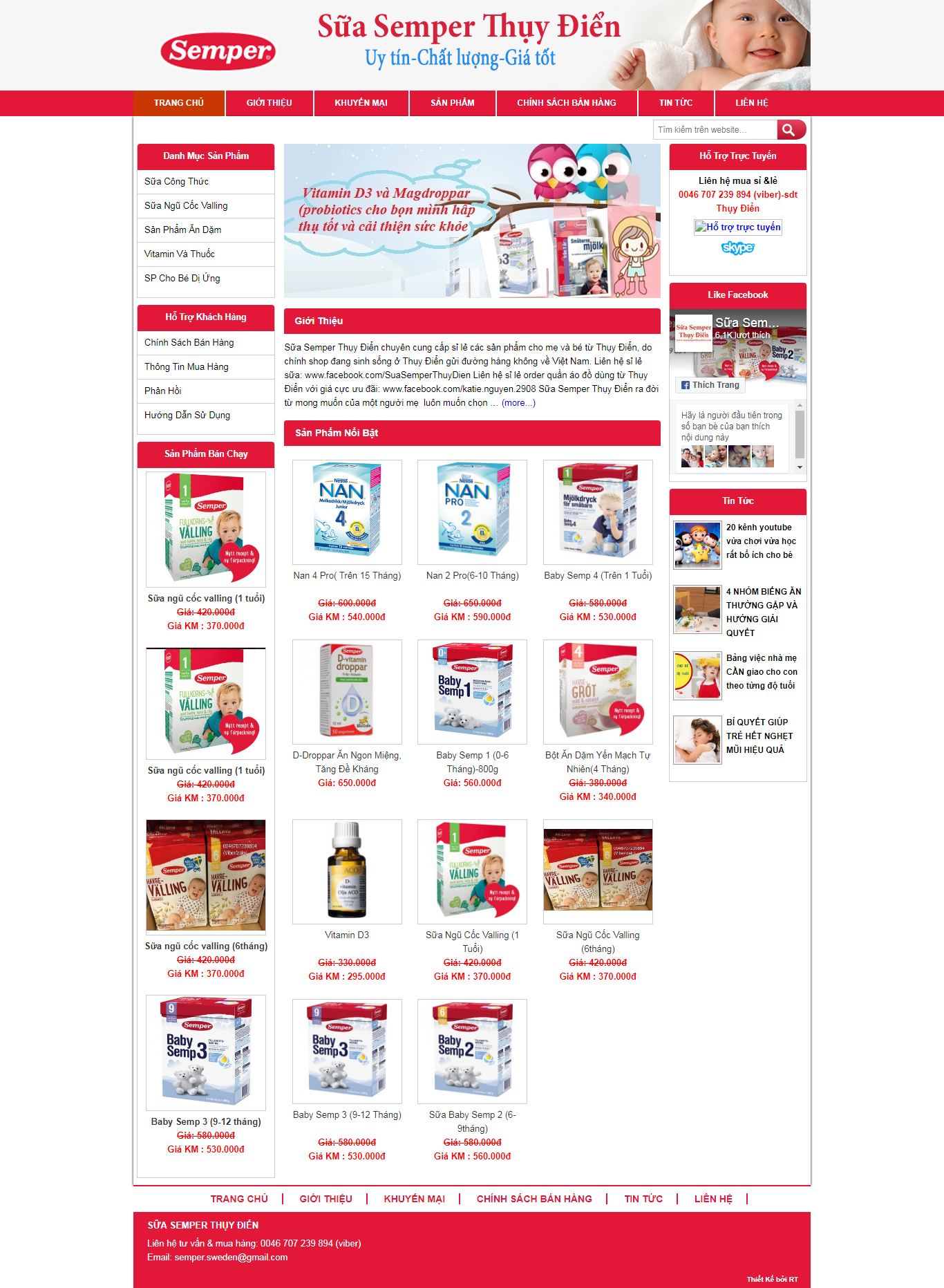 Thiết kế Web bán sữa suasemperthuydien.com