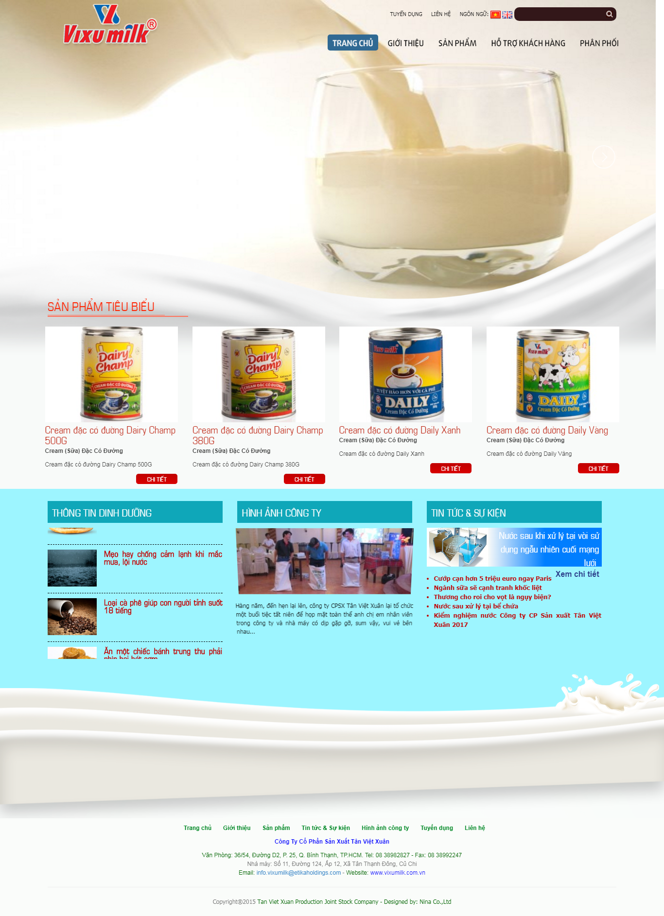 Thiết kế Web bán sữa vixumilk.com.vn