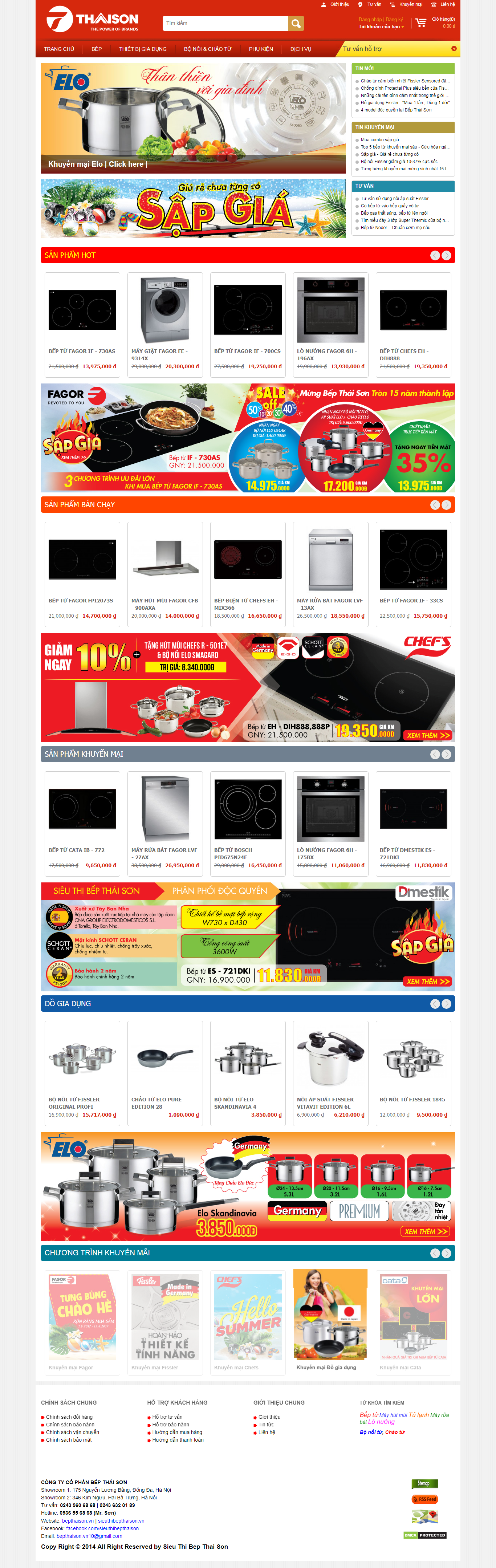 Thiết kế Web bán bếp từ bepthaison.vn