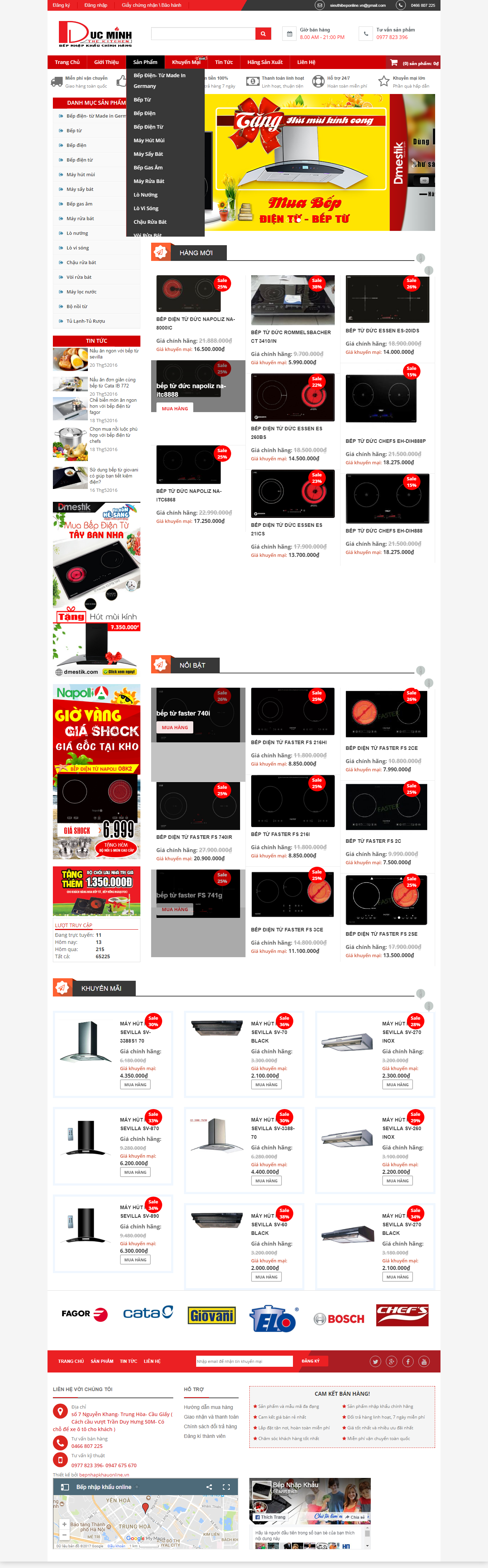 Thiết kế Web bán bếp từ bepnhapkhauonline.vn