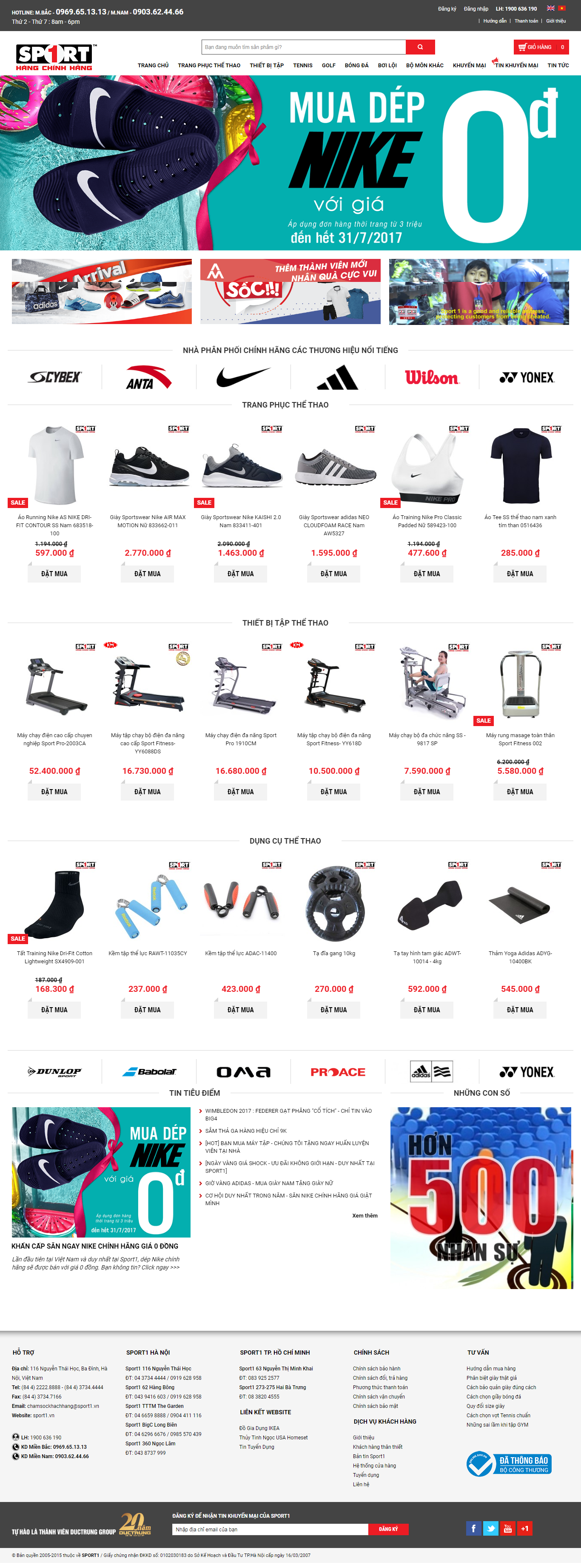 Thiết kế Web bán Đồ thể thao sport1.vn