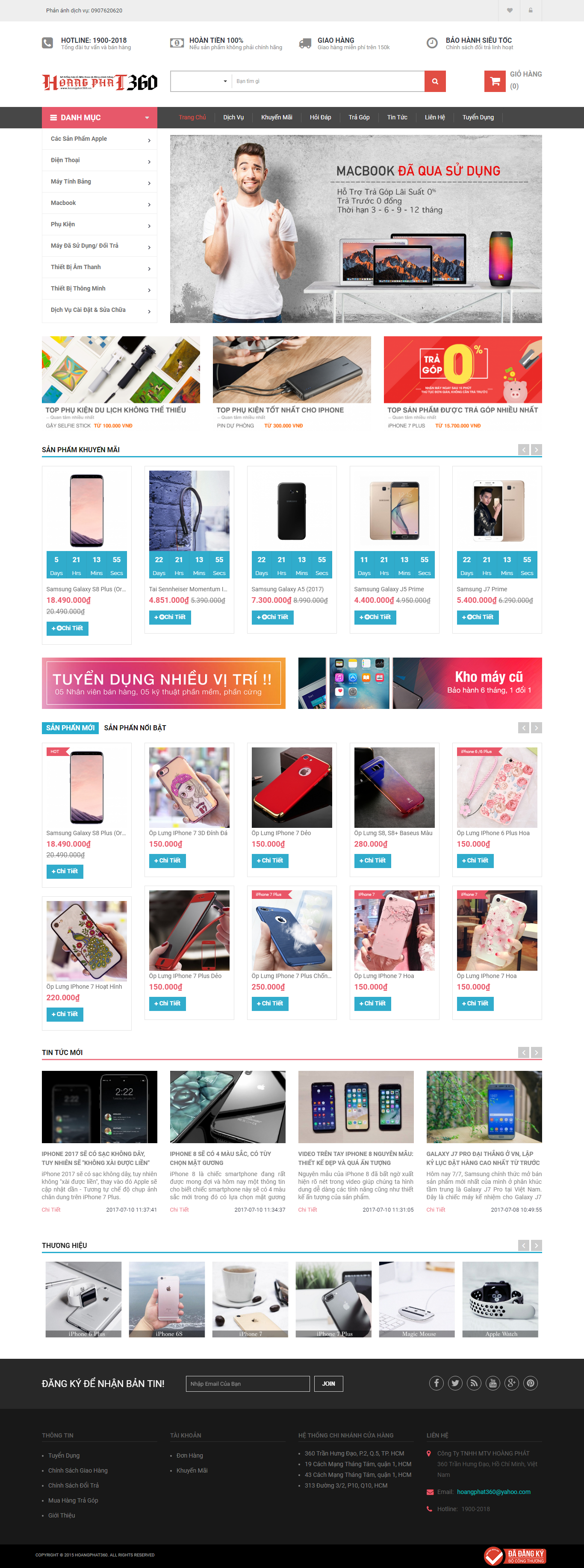 Thiết kế Web bán phụ kiện Điện thoại hoangphat360.vn