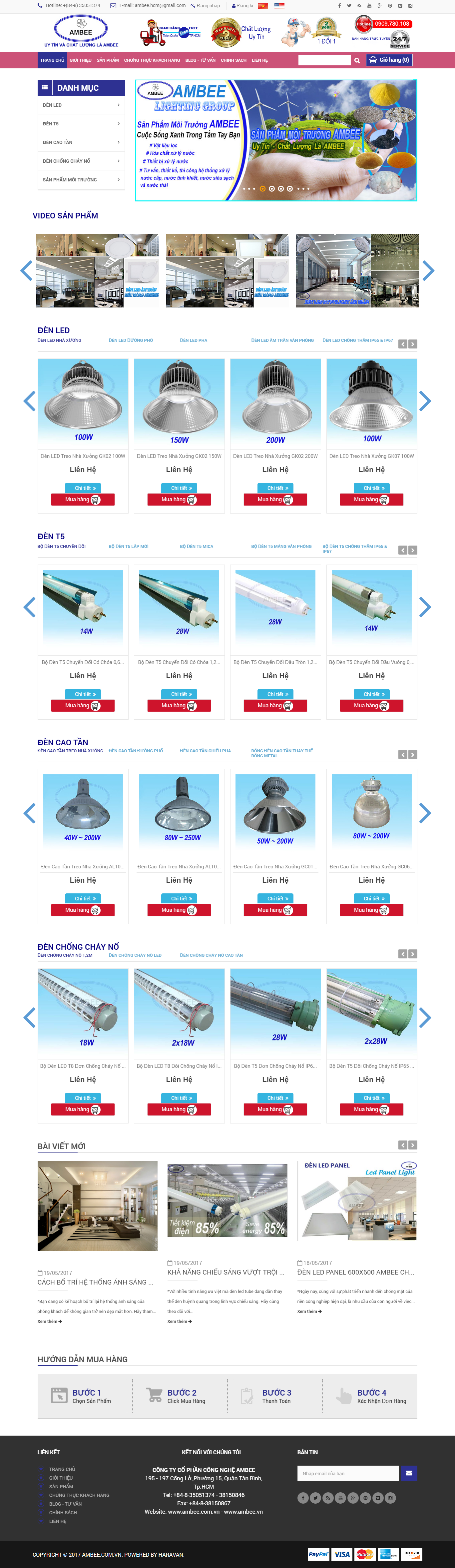 Thiết kế Web bán bóng Đèn led ambee.com.vn