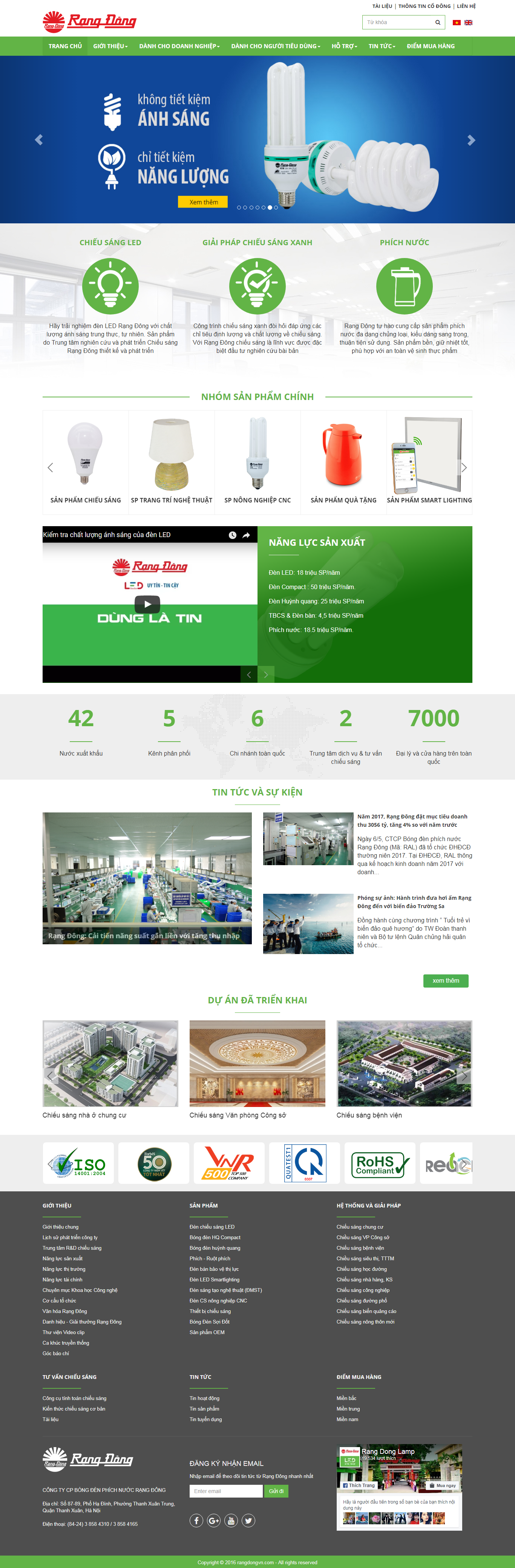 Thiết kế Web bán bóng Đèn led rangdongvn.com