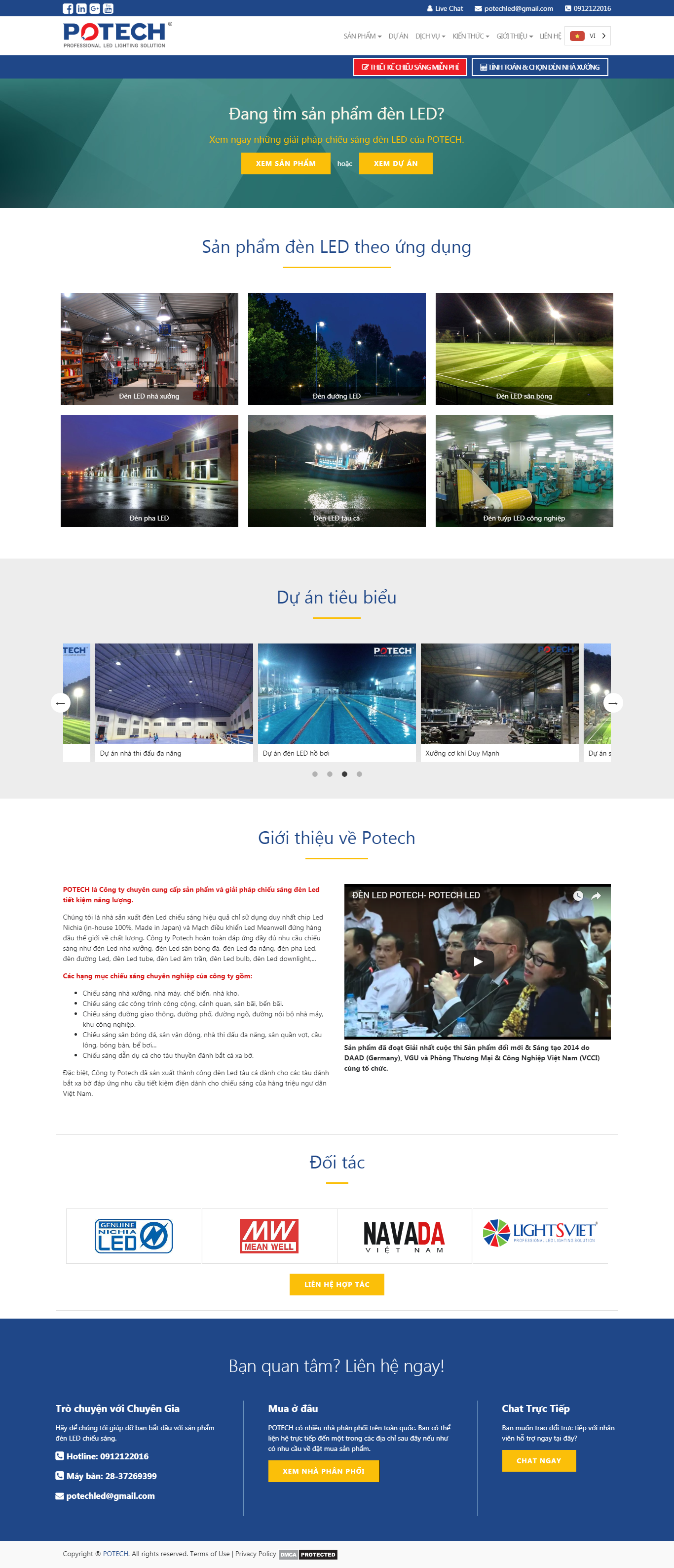 Thiết kế Web bán bóng Đèn led potech.com.vn