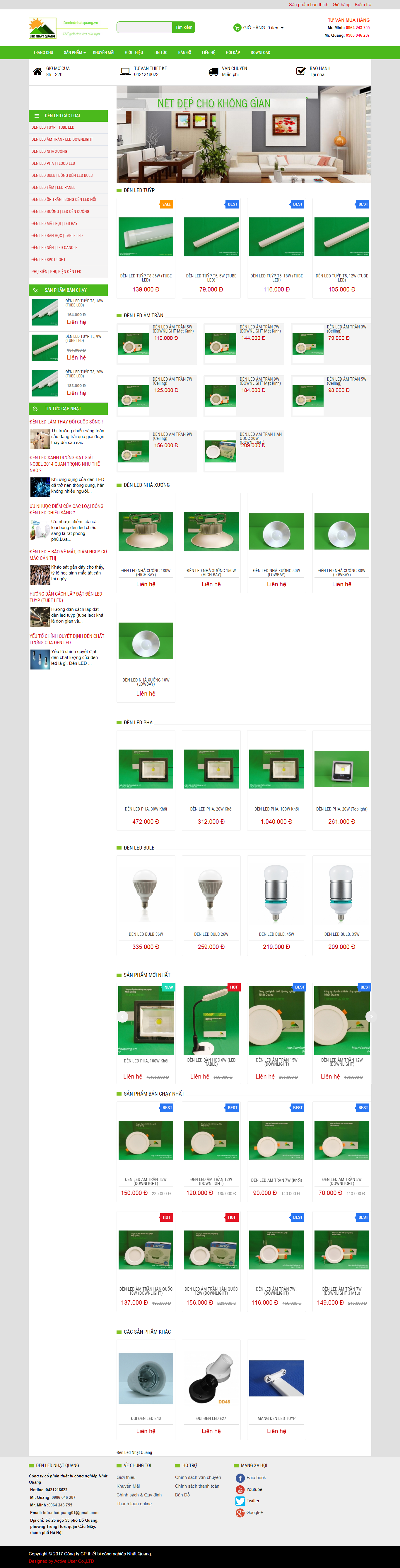 Thiết kế Web bán bóng Đèn led denlednhatquang.vn