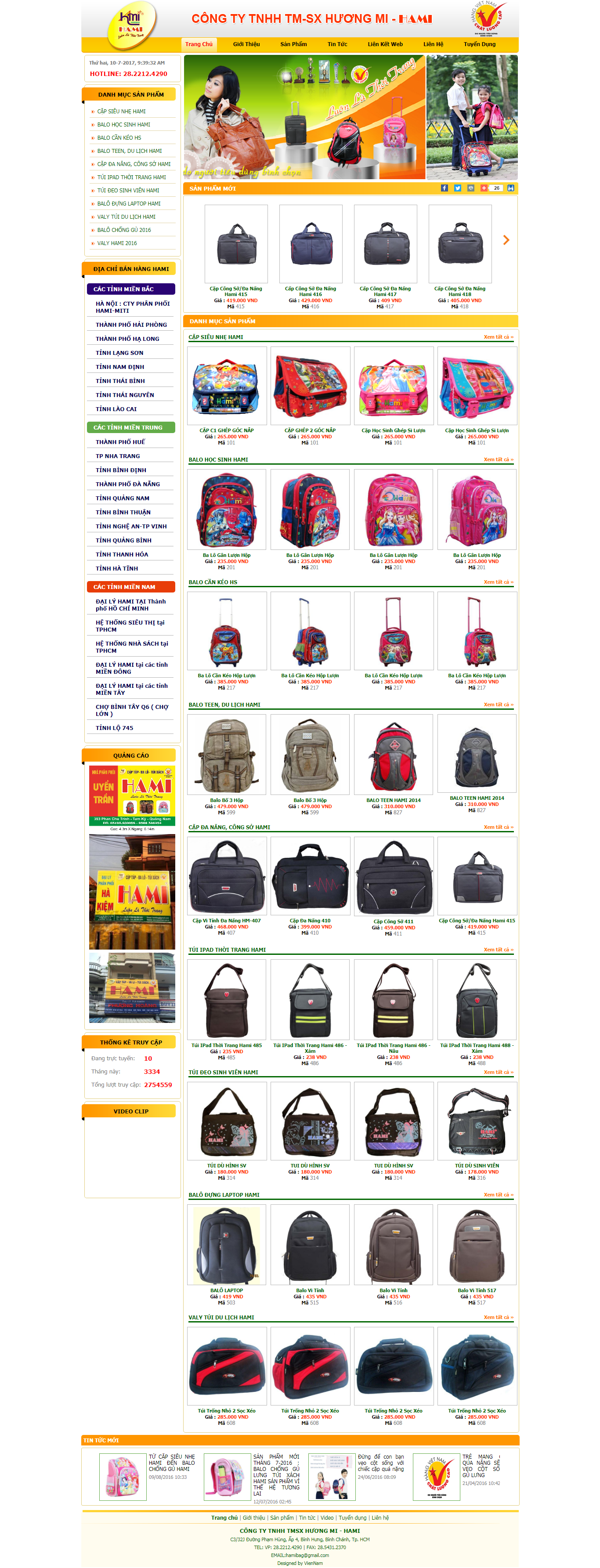 Thiết kế Web bán balo túi xách tuixachhami.com.vn