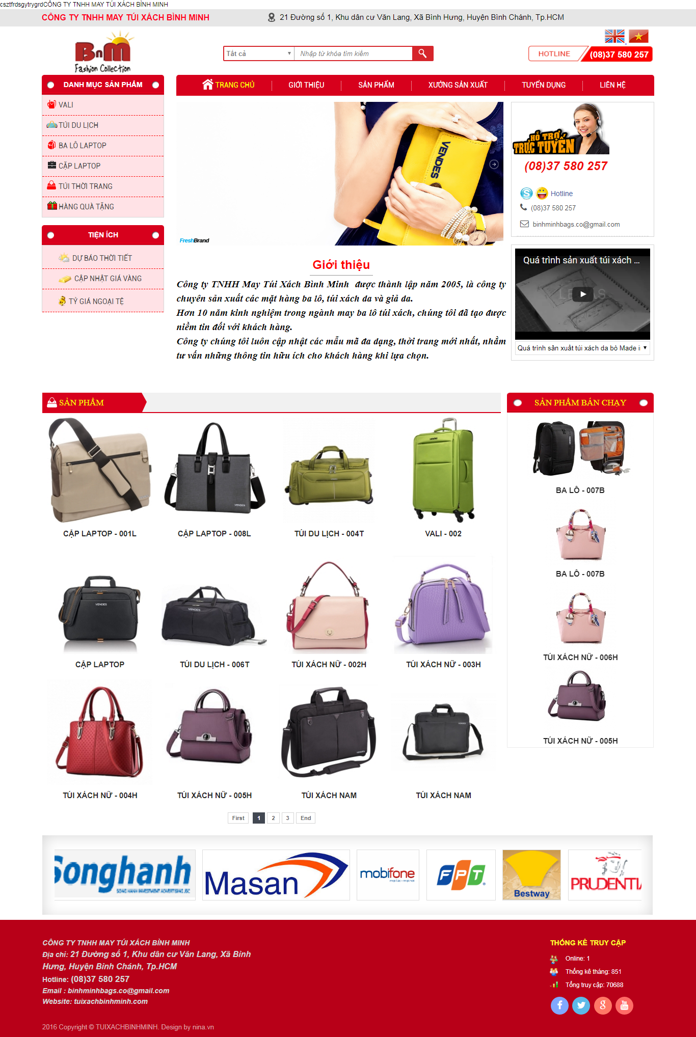 Thiết kế Web bán balo túi xách tuixachbinhminh.com