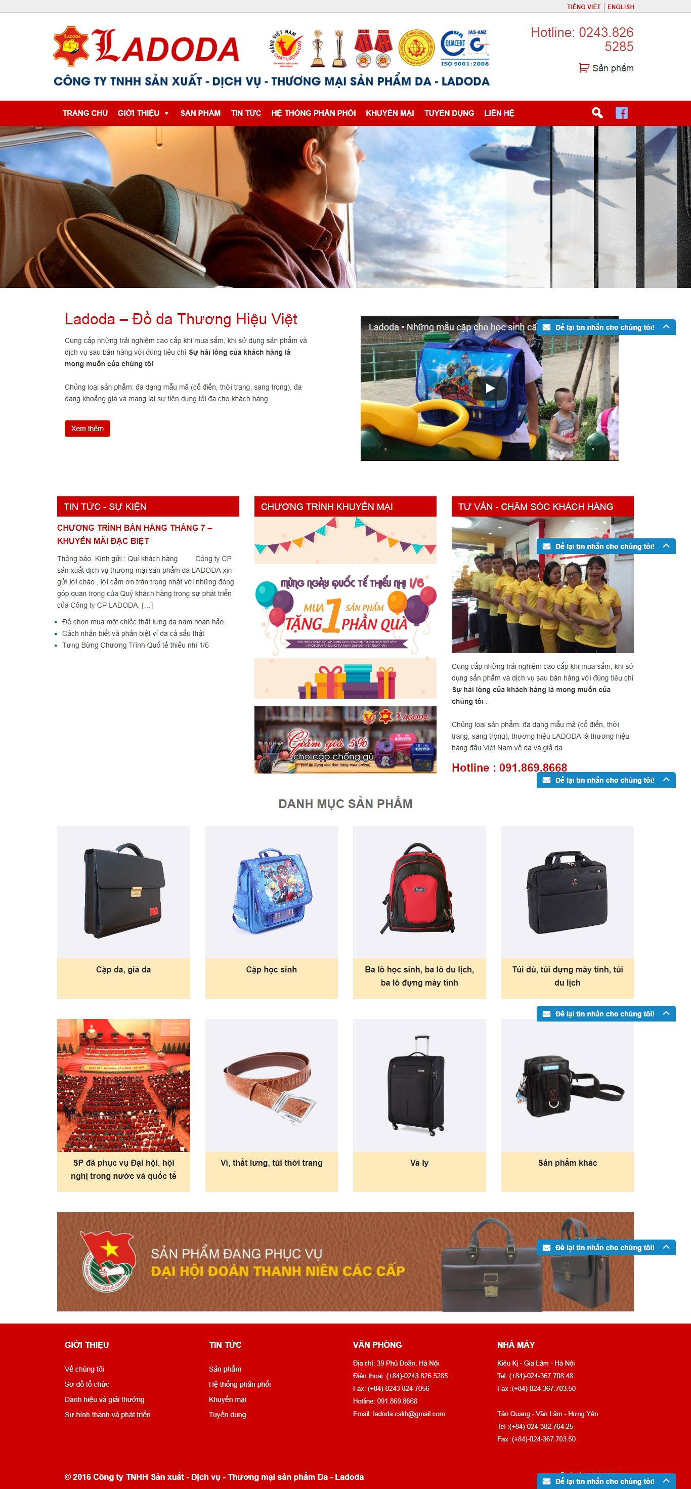 Thiết kế Web bán balo túi xách ladoda.com.vn