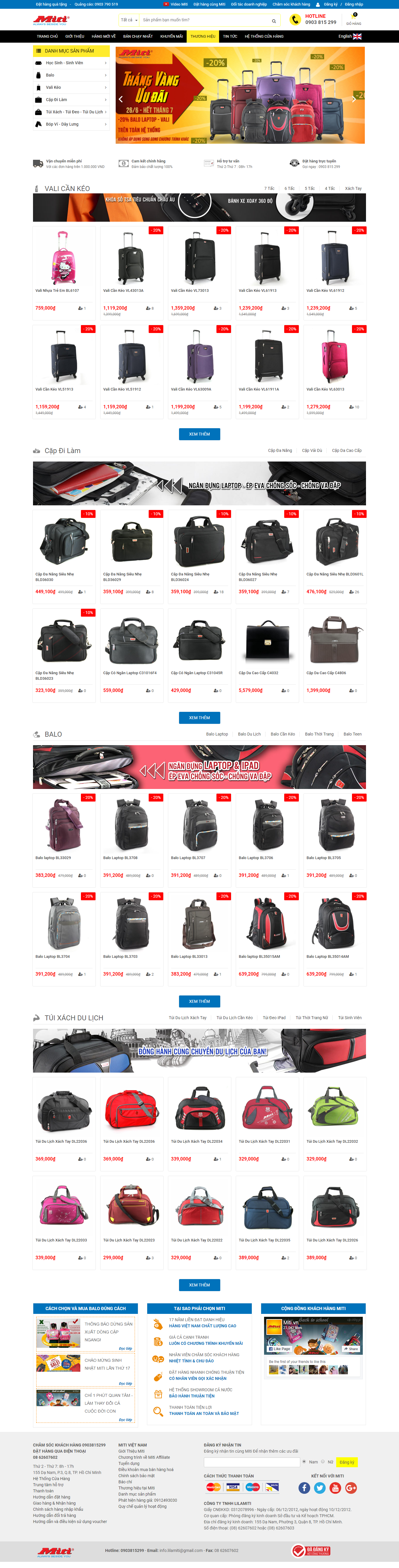 Thiết kế Web bán balo túi xách miti.vn