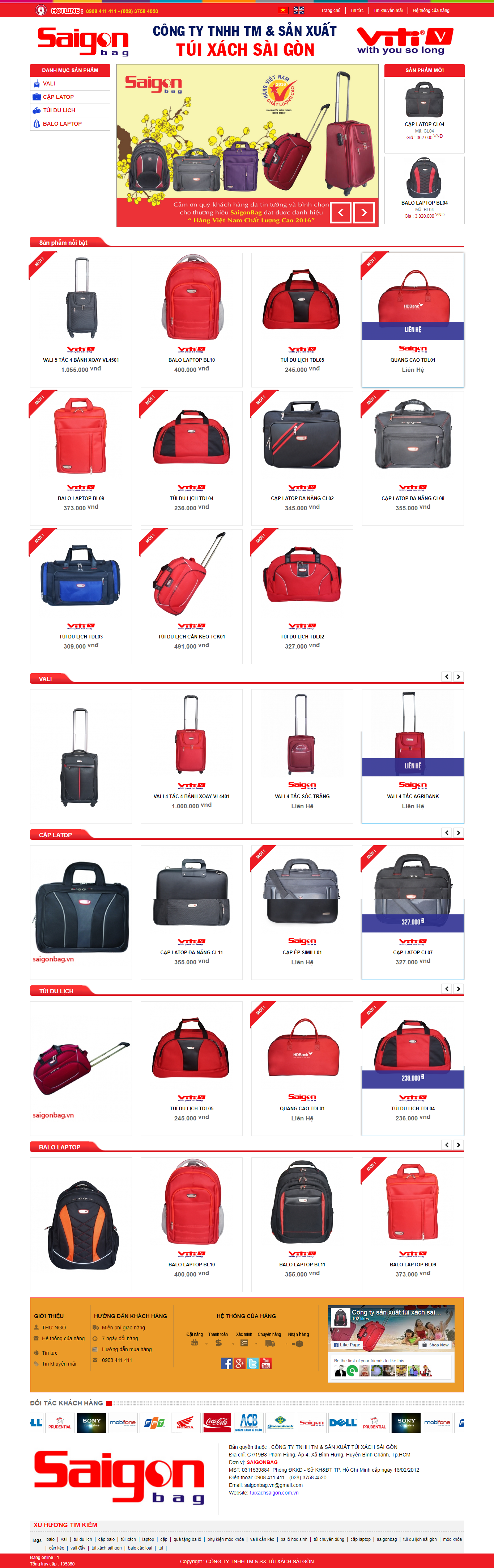 Thiết kế Web bán balo túi xách tuixachsaigon.com.vn