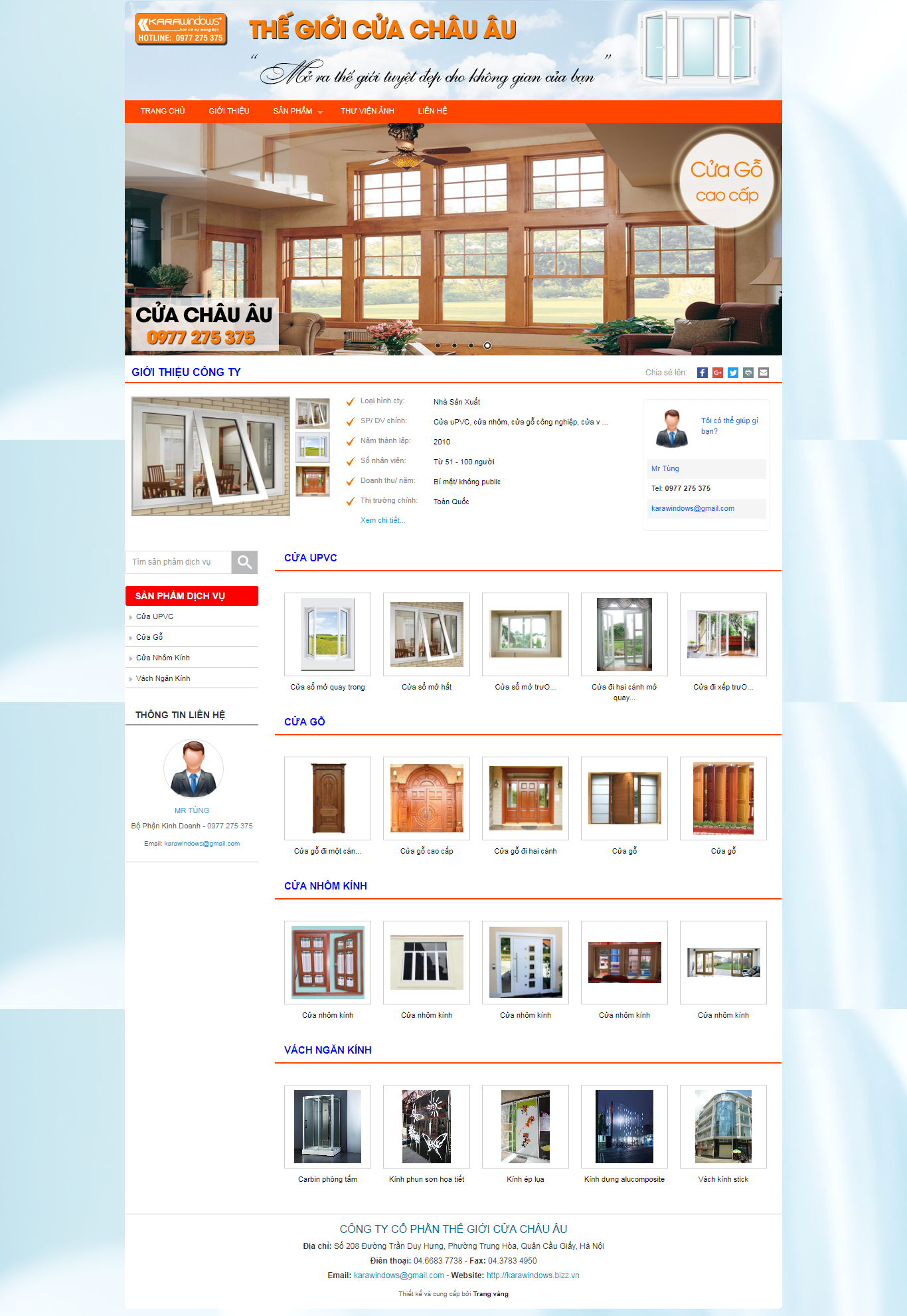 Thiết kế Web bán cửa karawindows.bizz.vn