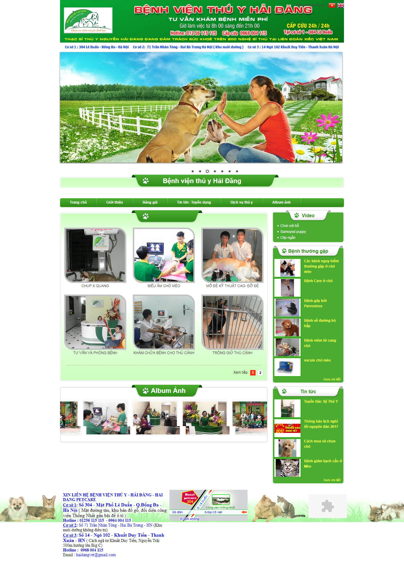 Thiết kế Web dịch vụ thú y hanoipetcare.vn
