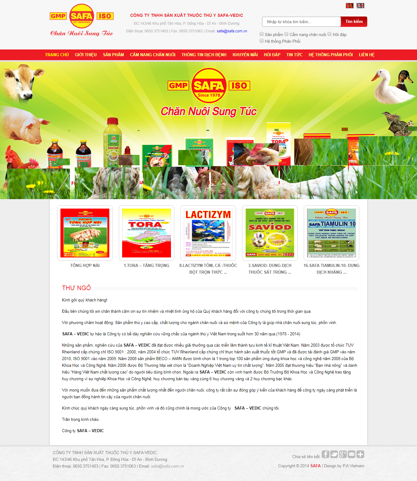 Thiết kế Web dịch vụ thú y safa.com.vn