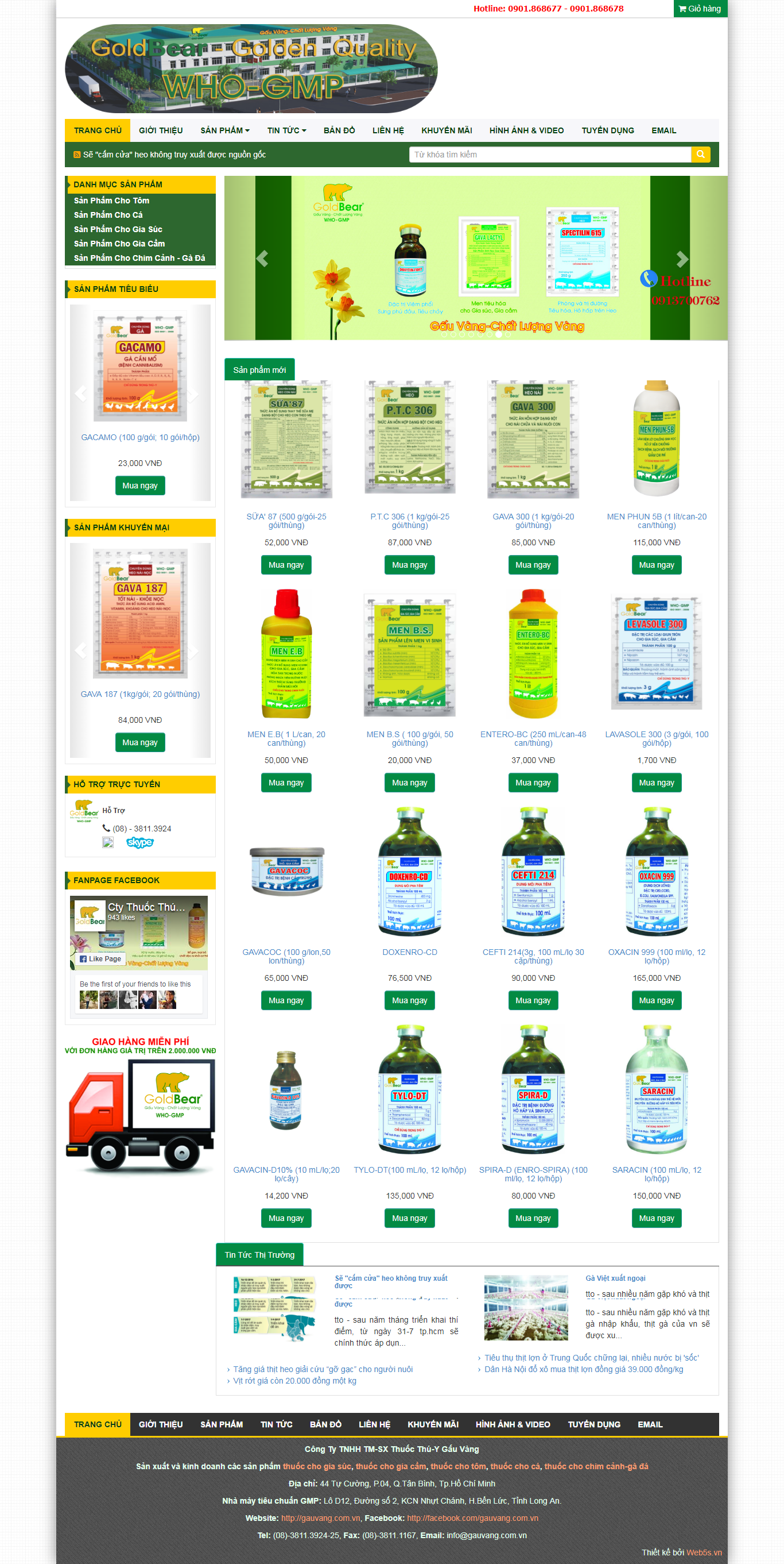 Thiết kế Web dịch vụ thú y gauvang.com.vn