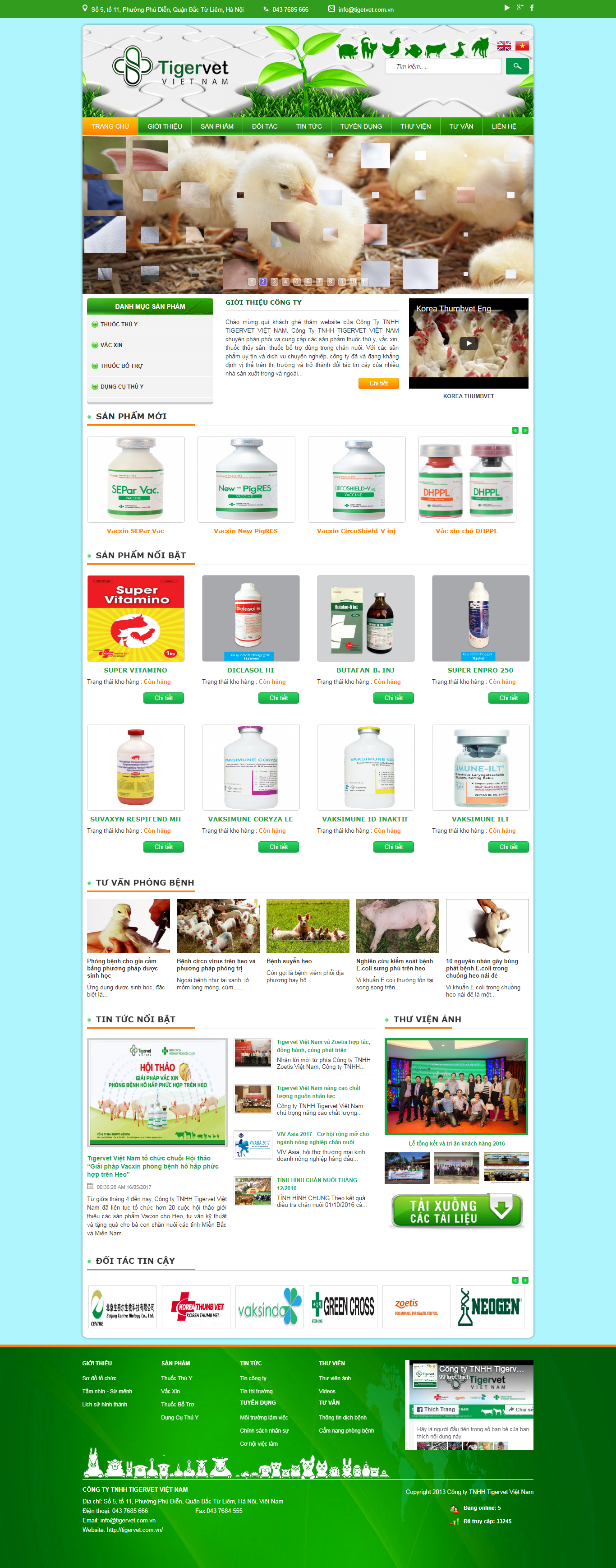 Thiết kế Web dịch vụ thú y tigervet.com.vn