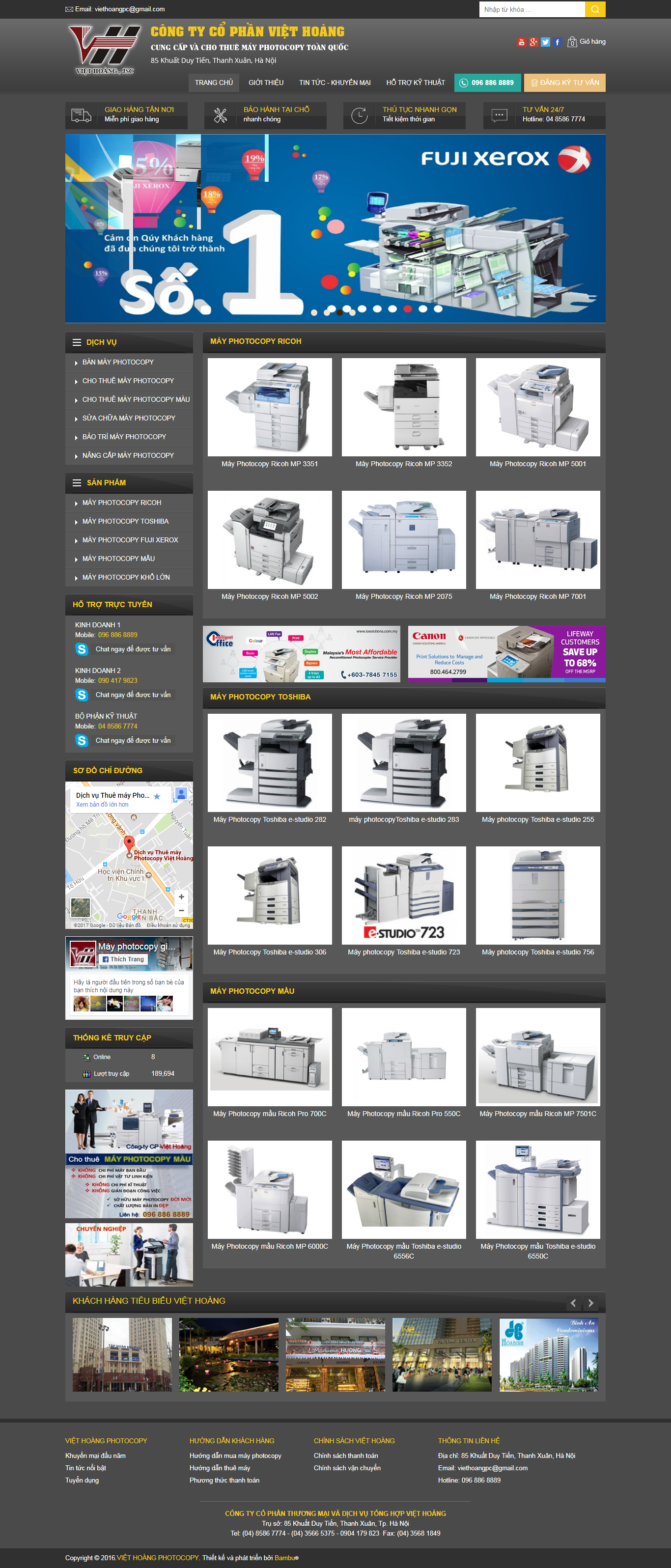 Thiết kế Web máy in máy photocopy viethoang.com.vn