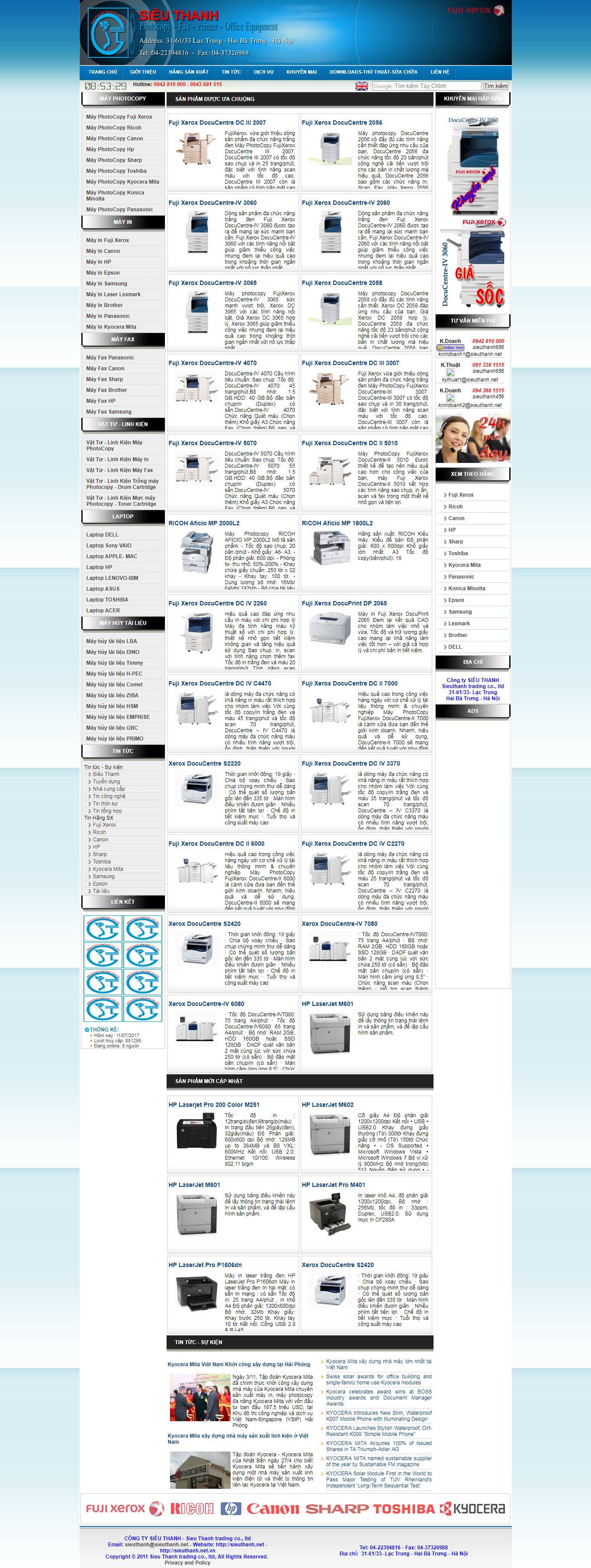 Thiết kế Web máy in máy photocopy sieuthanh.net