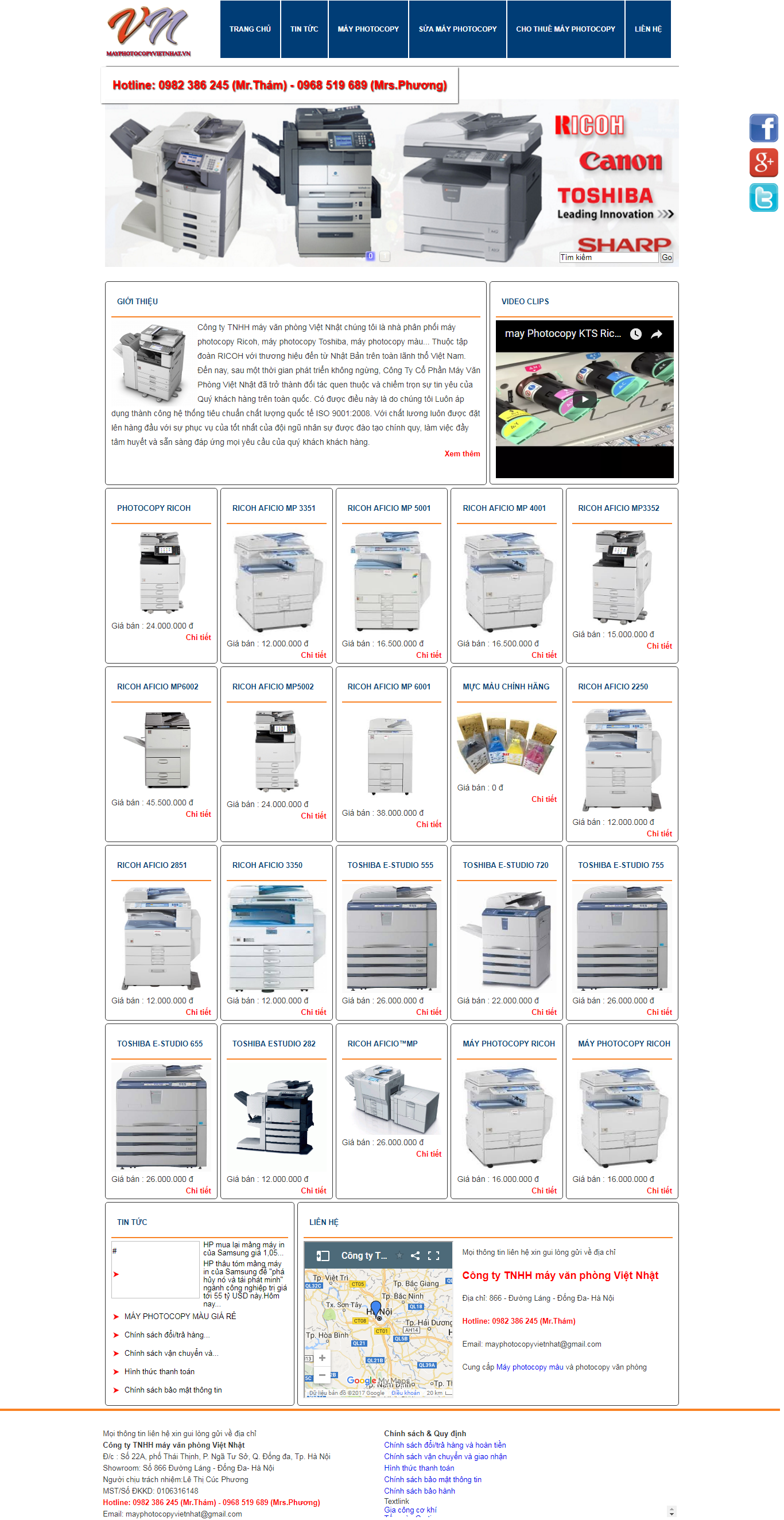 Thiết kế Web máy in máy photocopy mayphotocopyvietnhat.vn
