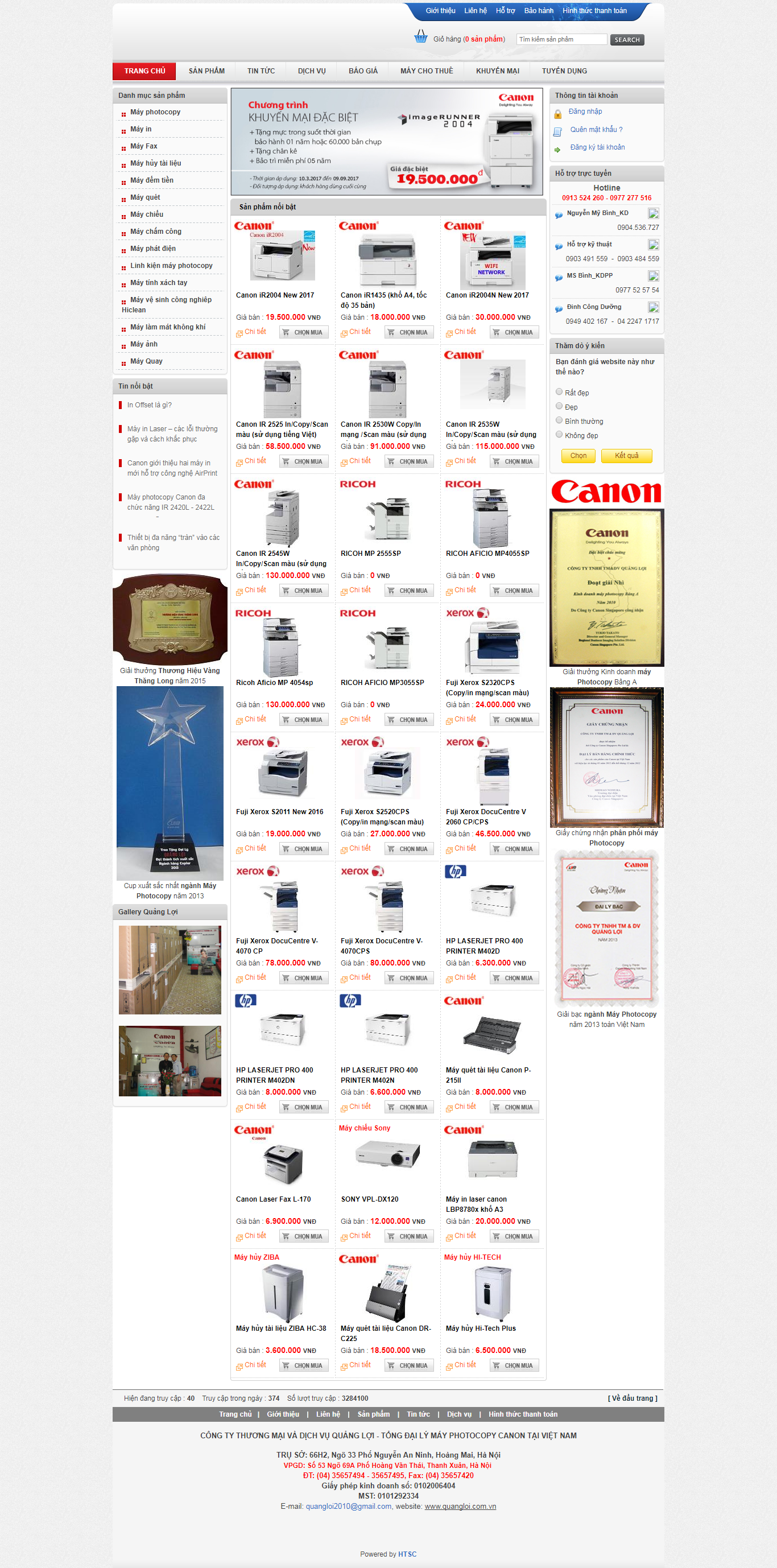 Thiết kế Web máy in máy photocopy quangloi.com.vn