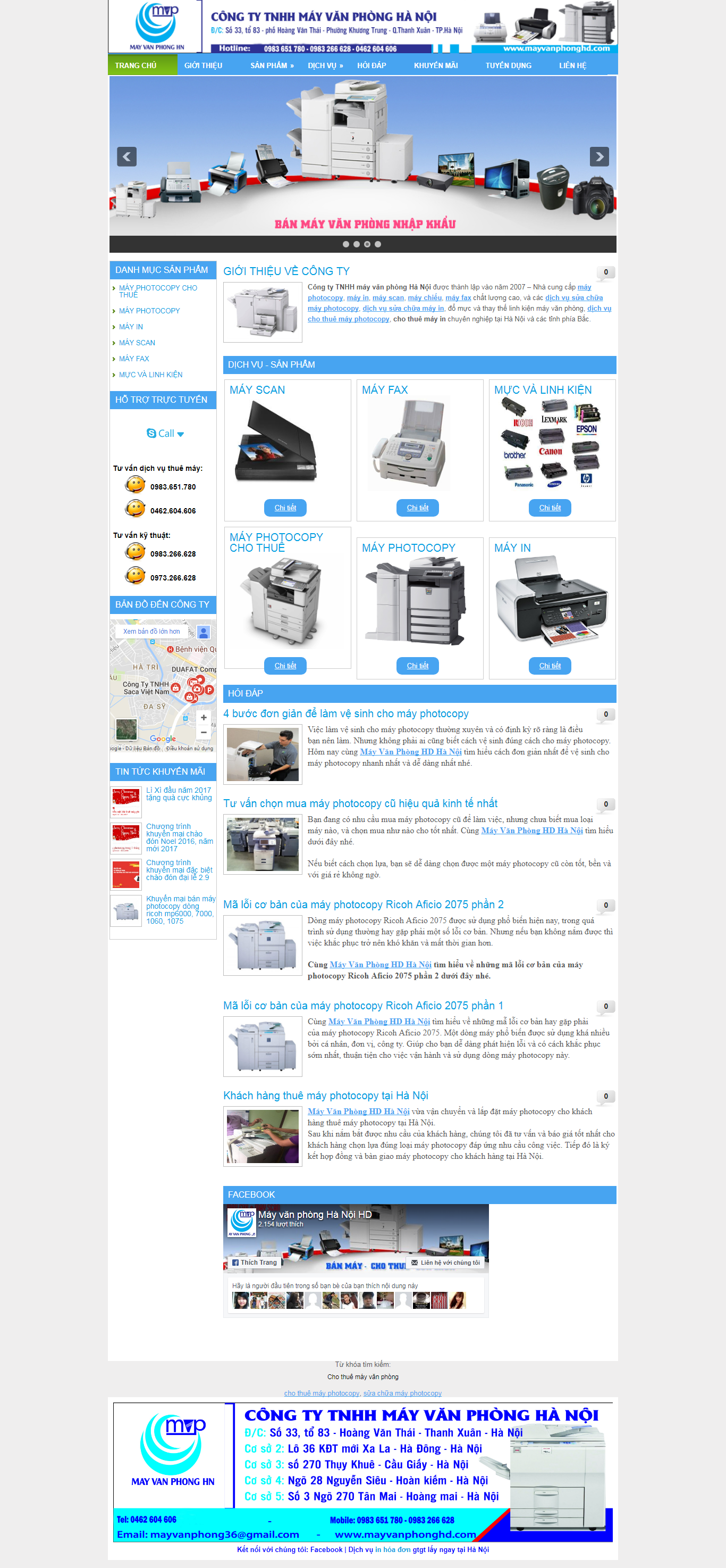 Thiết kế Web máy in máy photocopy mayvanphonghd.com