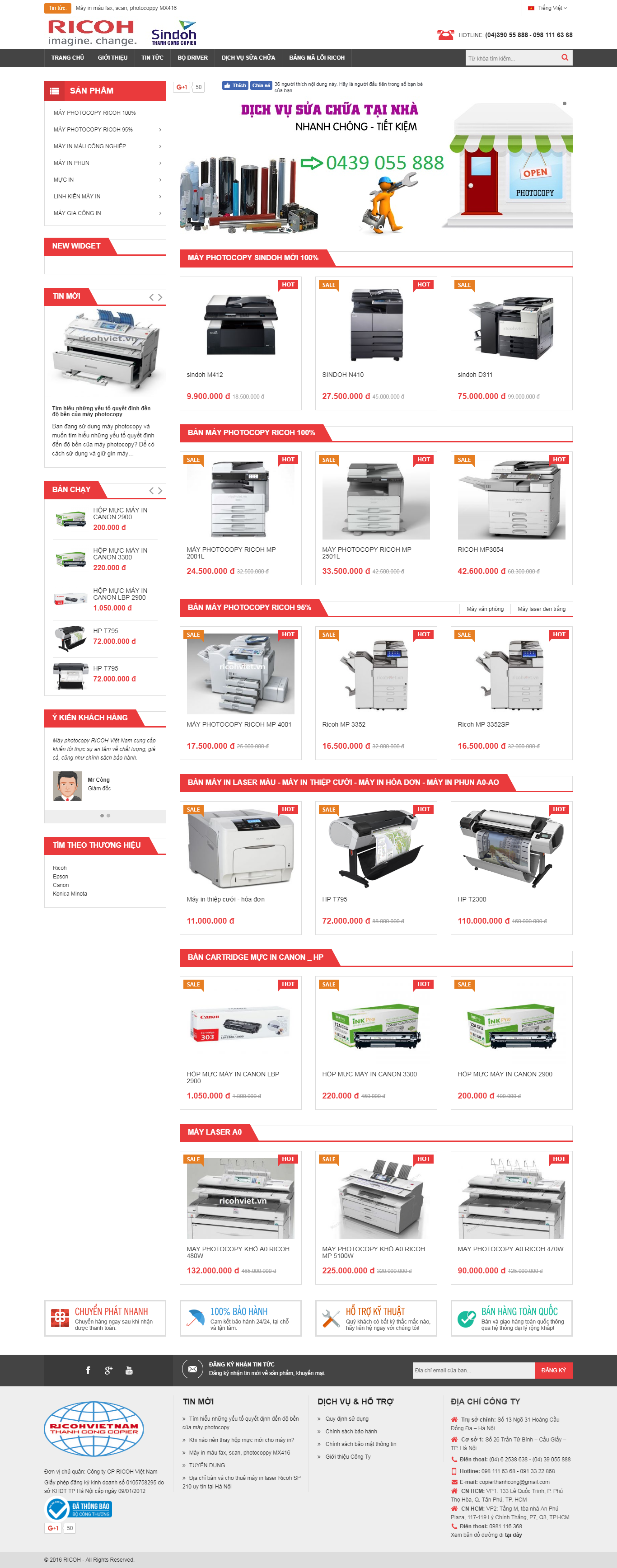 Thiết kế Web máy in máy photocopy ricohviet.vn