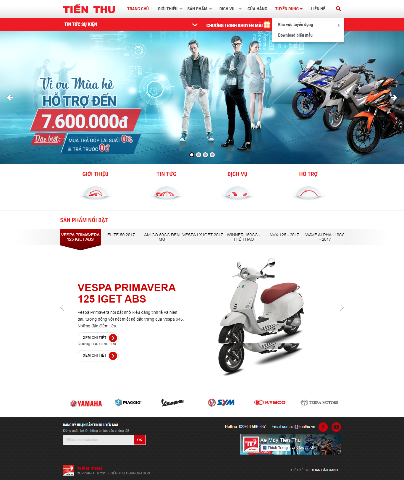 Thiết kế Web bán xe máy tienthu.com.vn