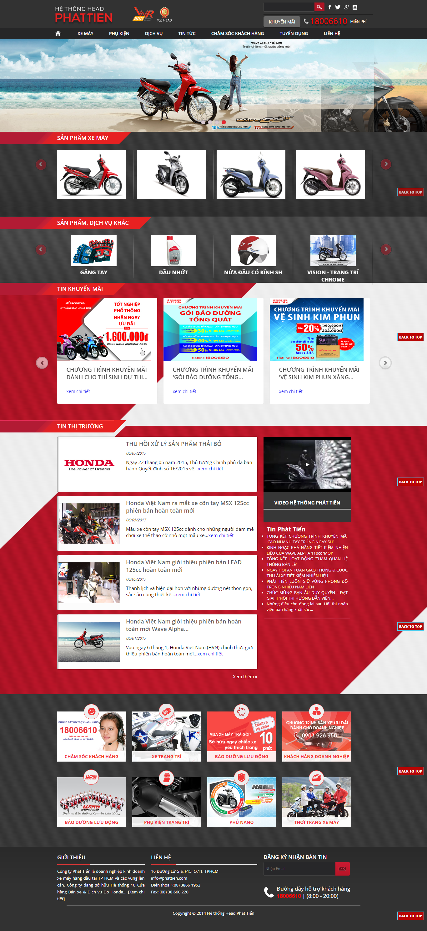 Thiết kế Web bán xe máy phattien.com