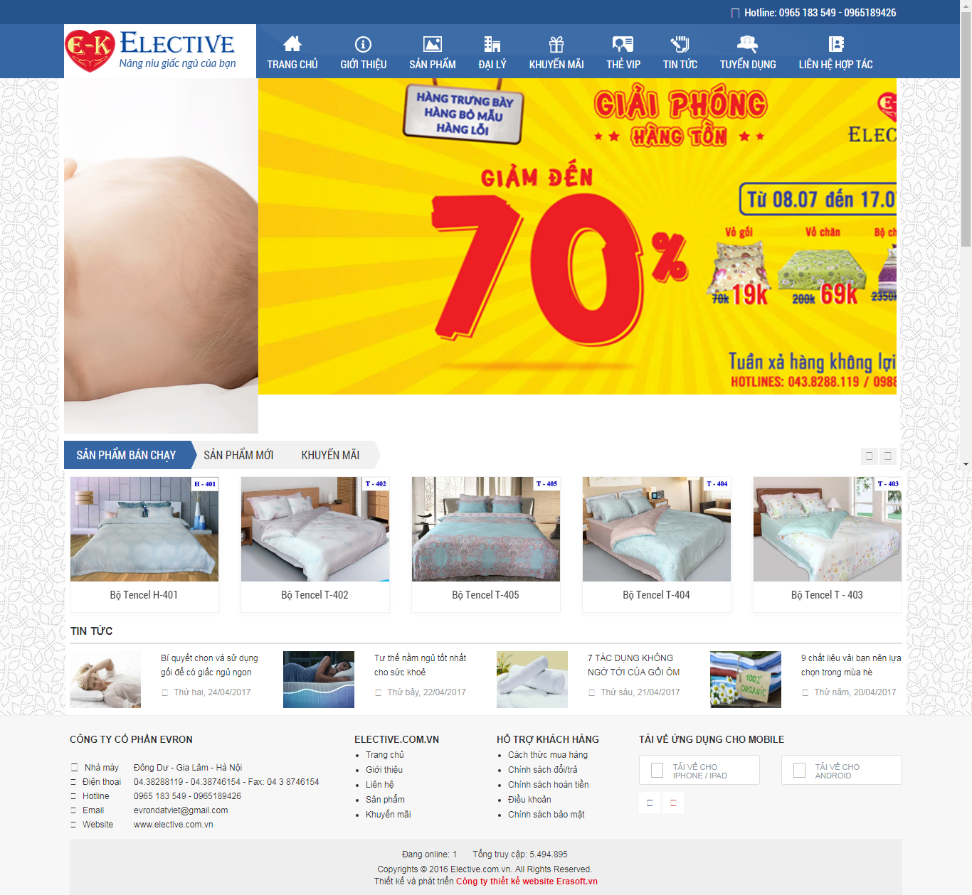 Thiết kế Web bán chăn ga gối Đệm elective.com.vn