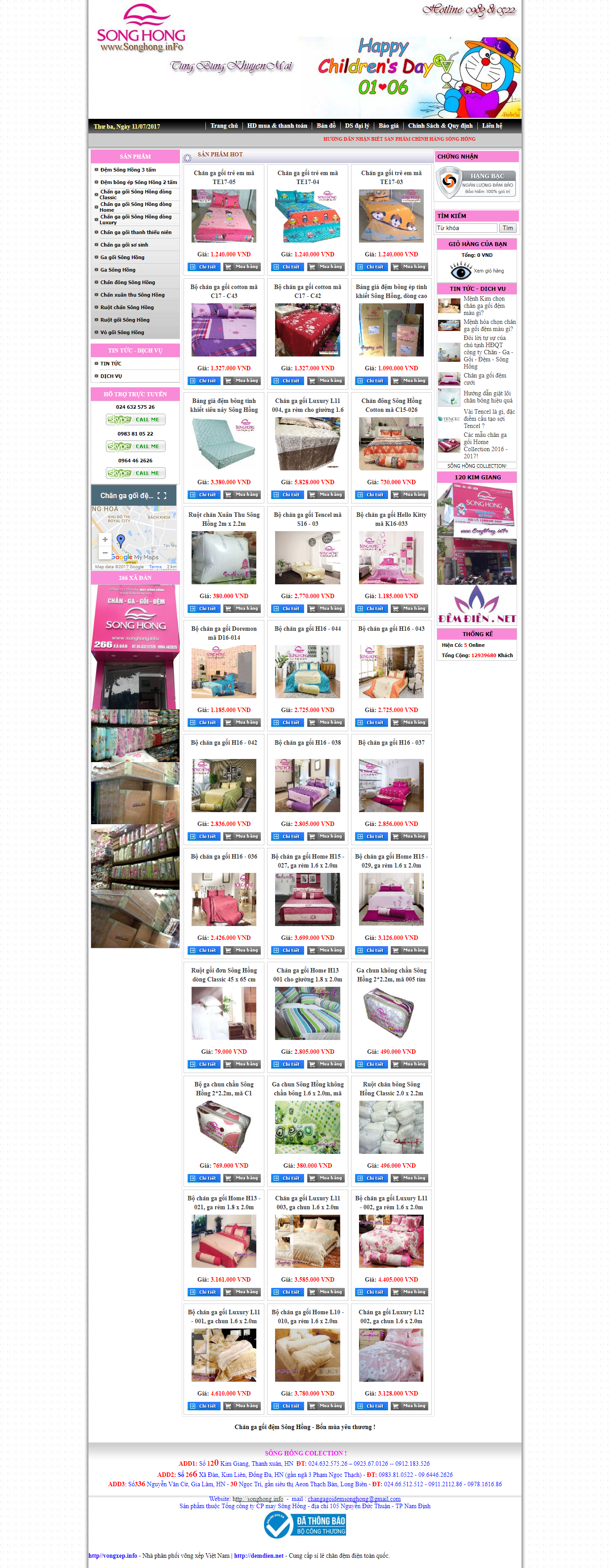 Thiết kế Web bán chăn ga gối Đệm songhong.info