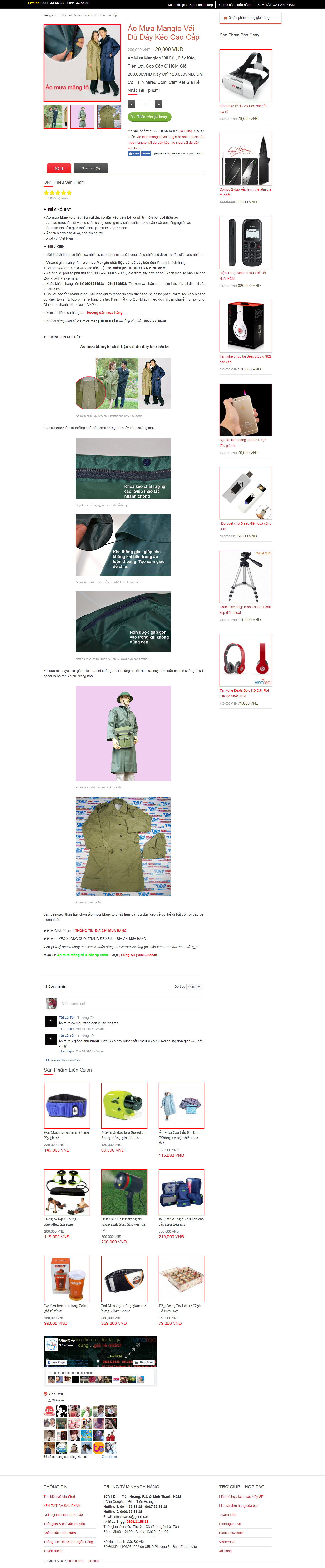 Thiết kế Web bán áo mưa vinared.com