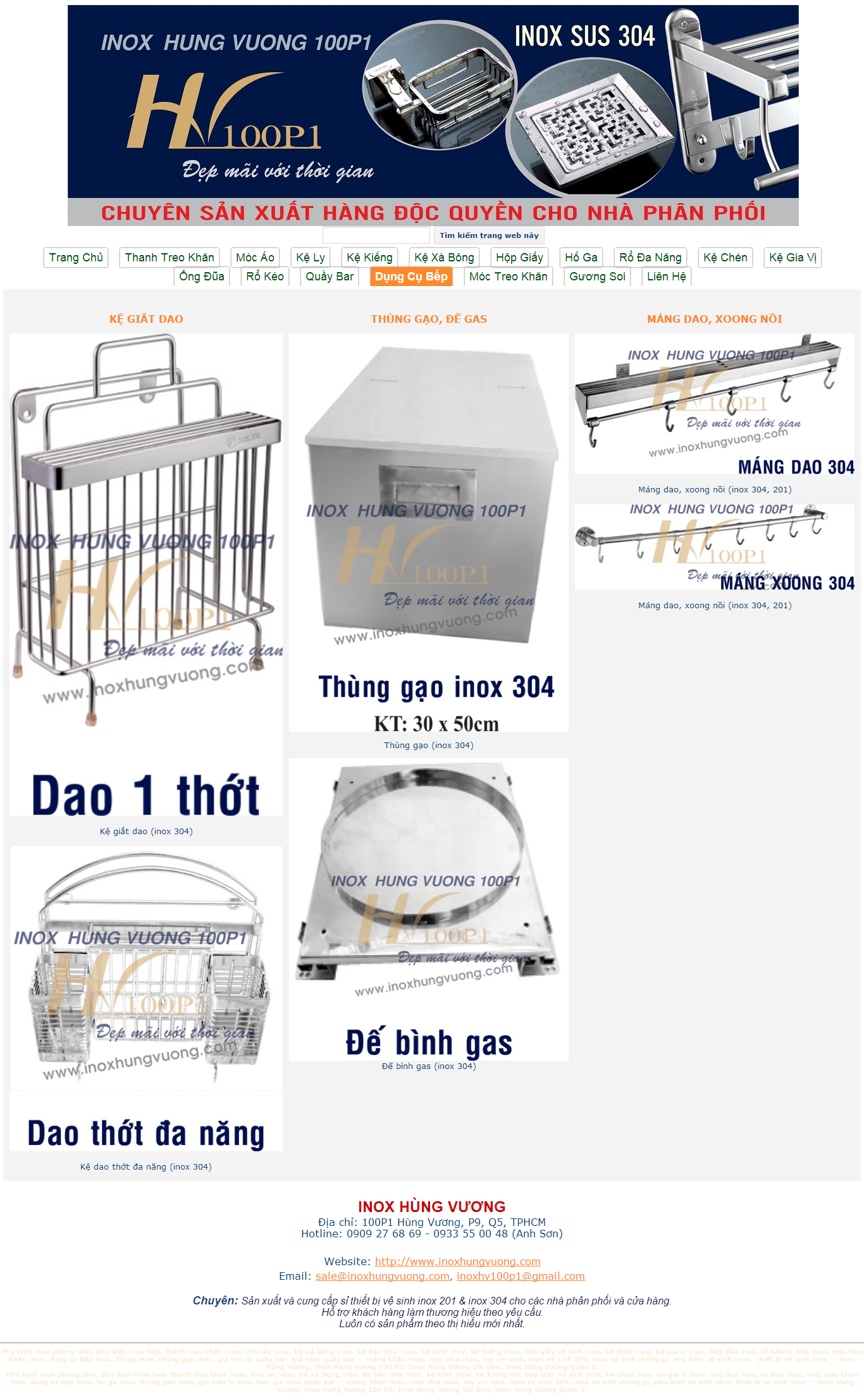Thiết kế Web Đồ dùng inox inoxhungvuong.com