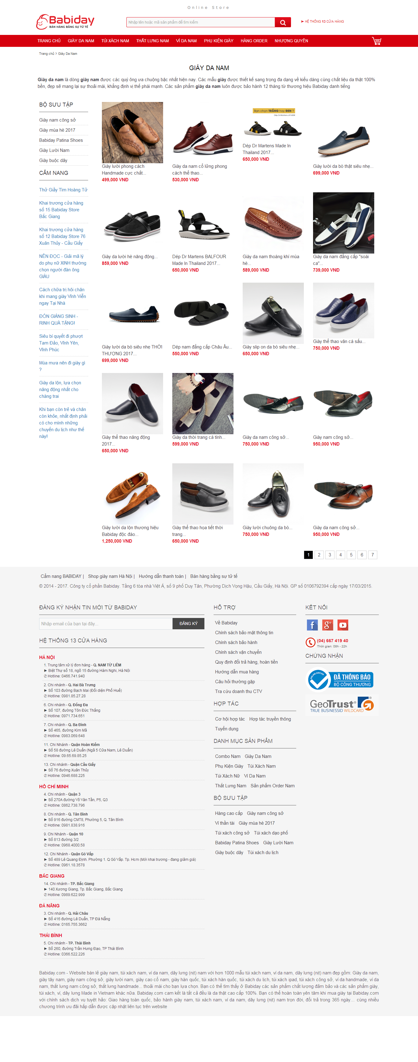 Thiết kế Web giầy da babiday.com