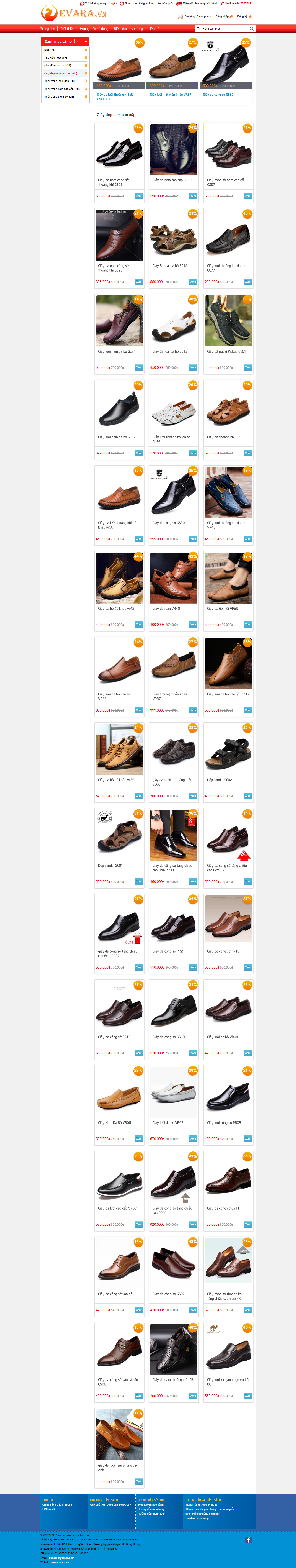 Thiết kế Web giầy da evara.vn