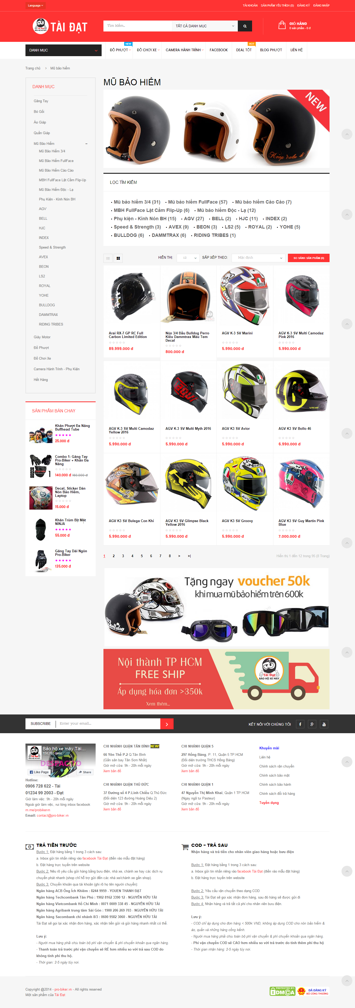 Thiết kế Web mũ bảo hiểm pro-biker.vn