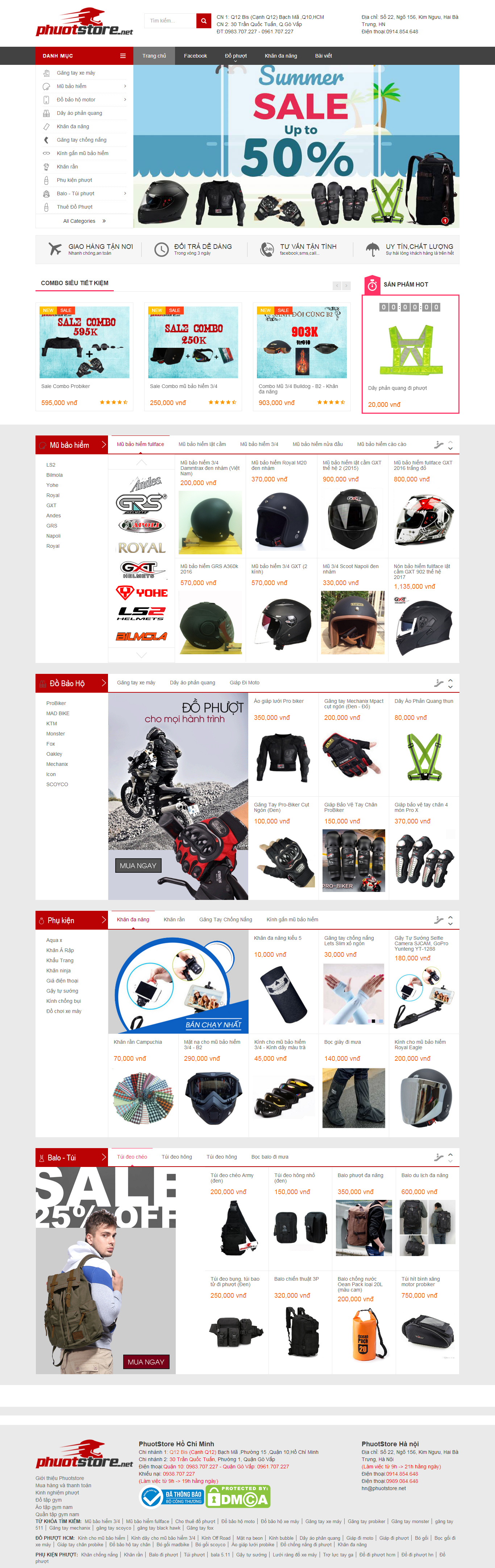 Thiết kế Web mũ bảo hiểm phuotstore.net