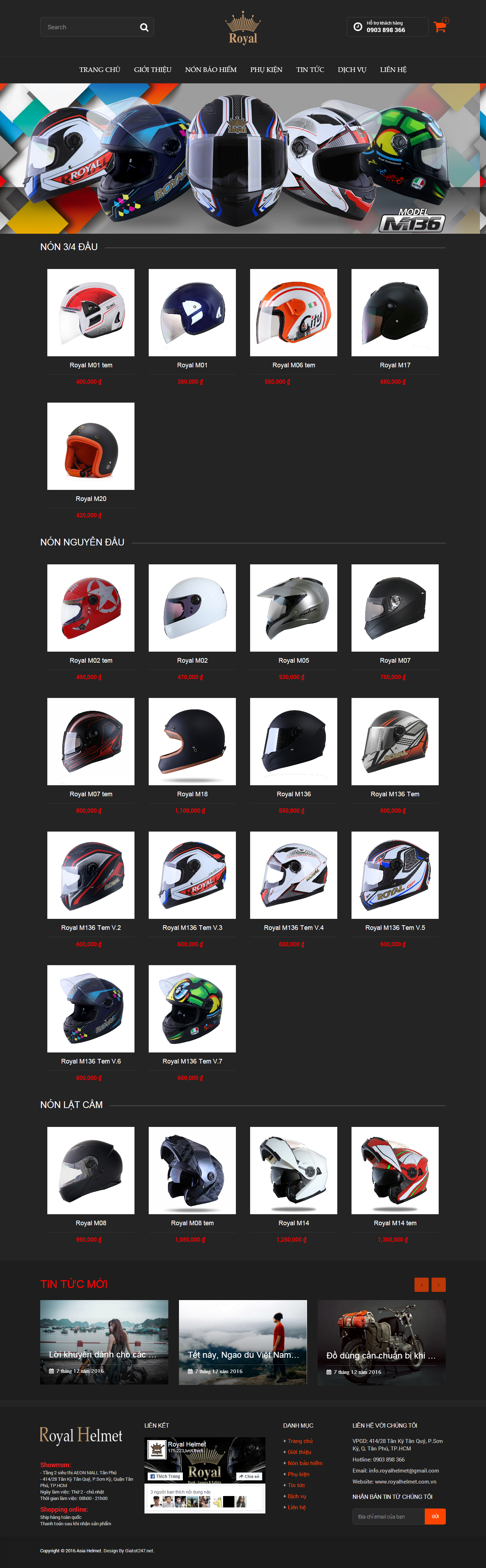 Thiết kế Web mũ bảo hiểm royalhelmet.com.vn