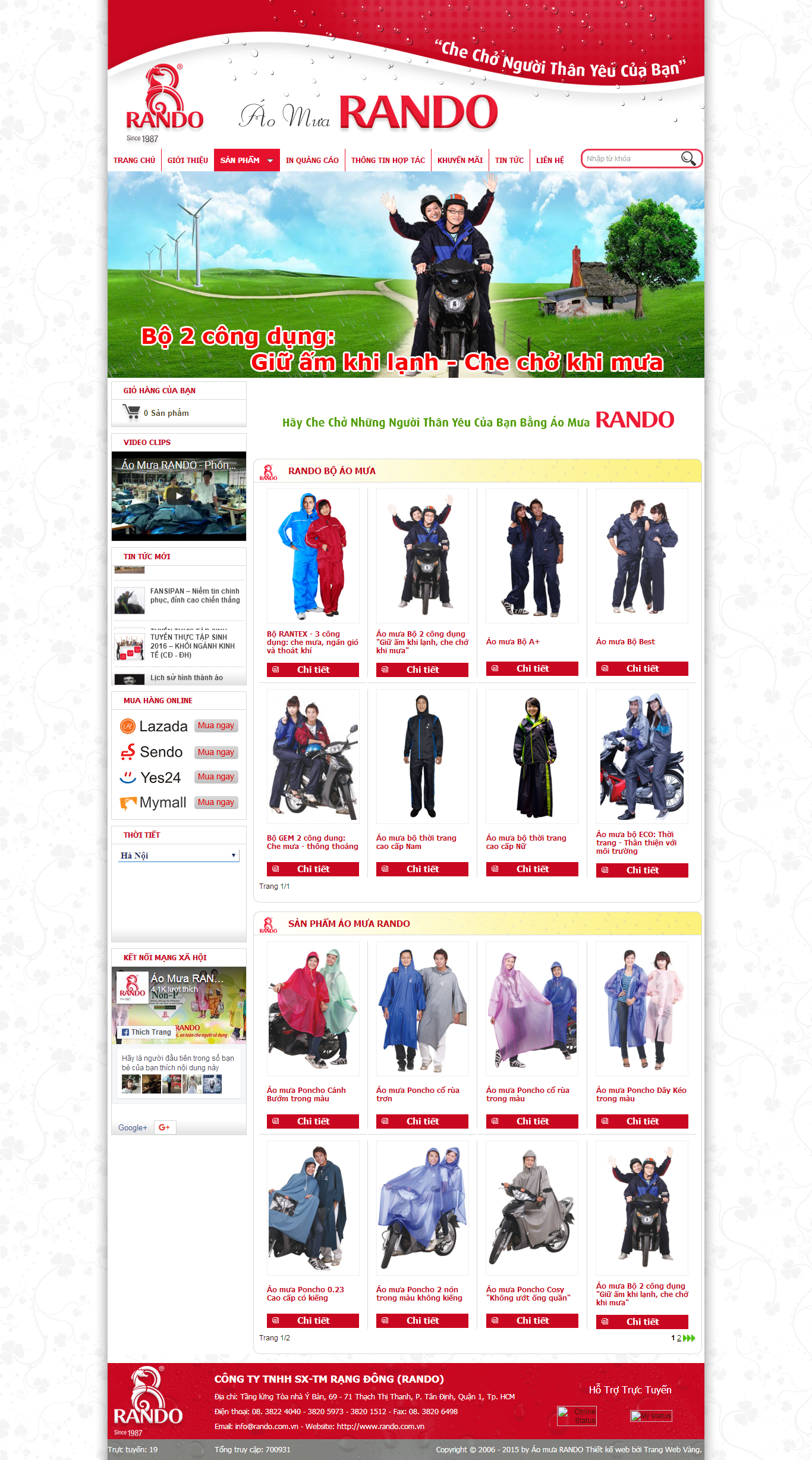 Thiết kế Web bán áo mưa rando.com.vn