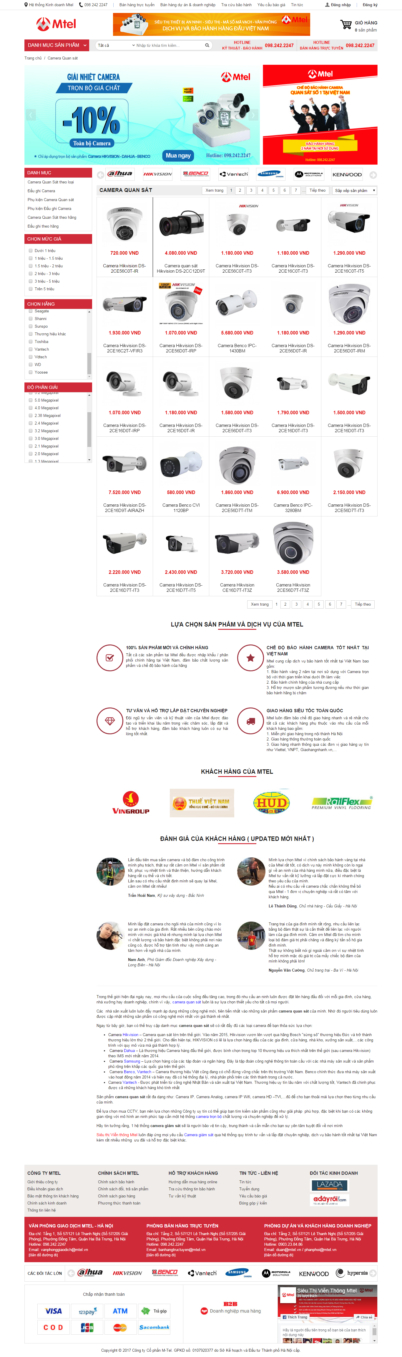 Thiết kế Web camera quan sát mtel.vn