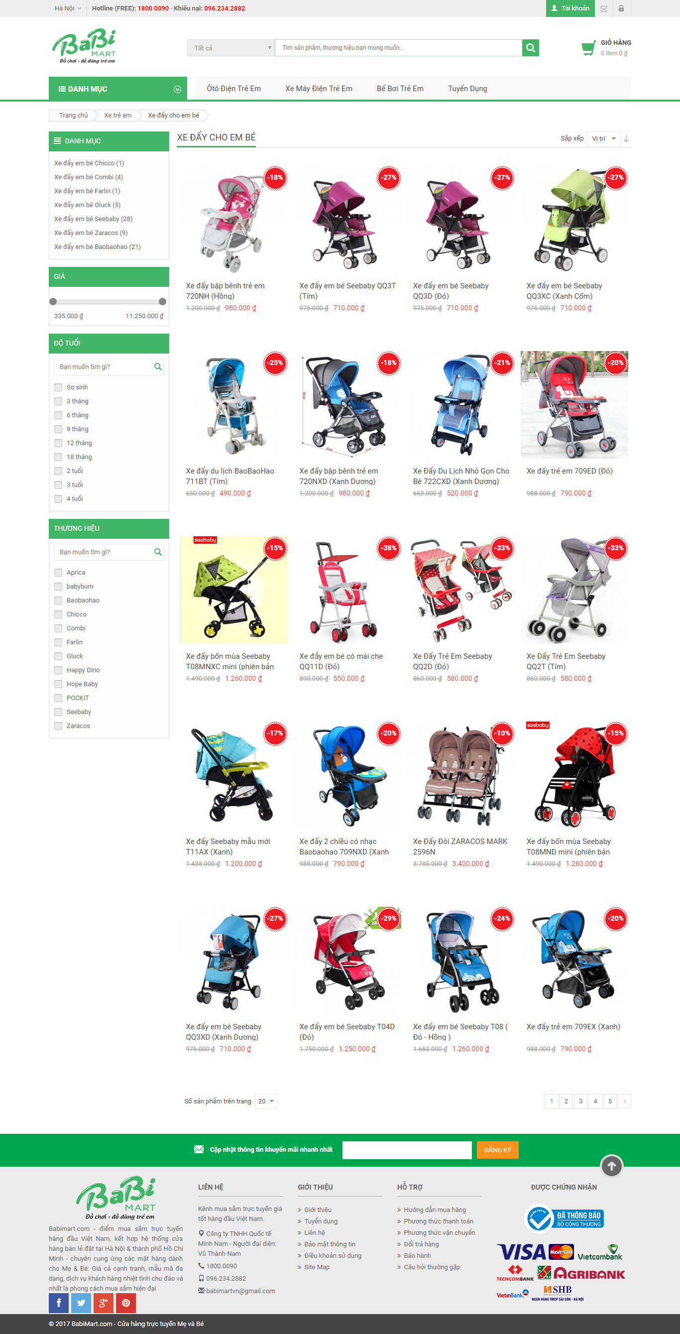 Thiết kế Web xe đẩy cho bé babimart.com